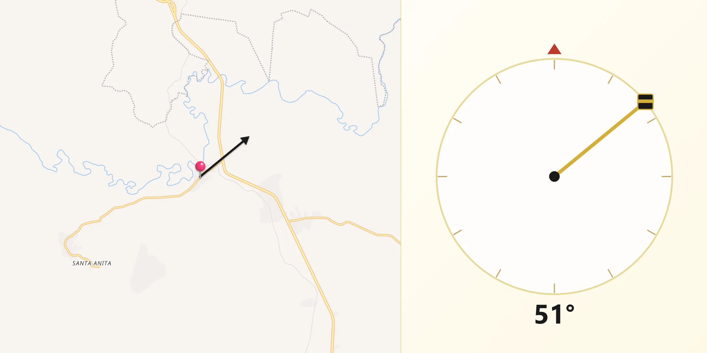 Dirección de la Qibla desde Paso Real de Sarabia