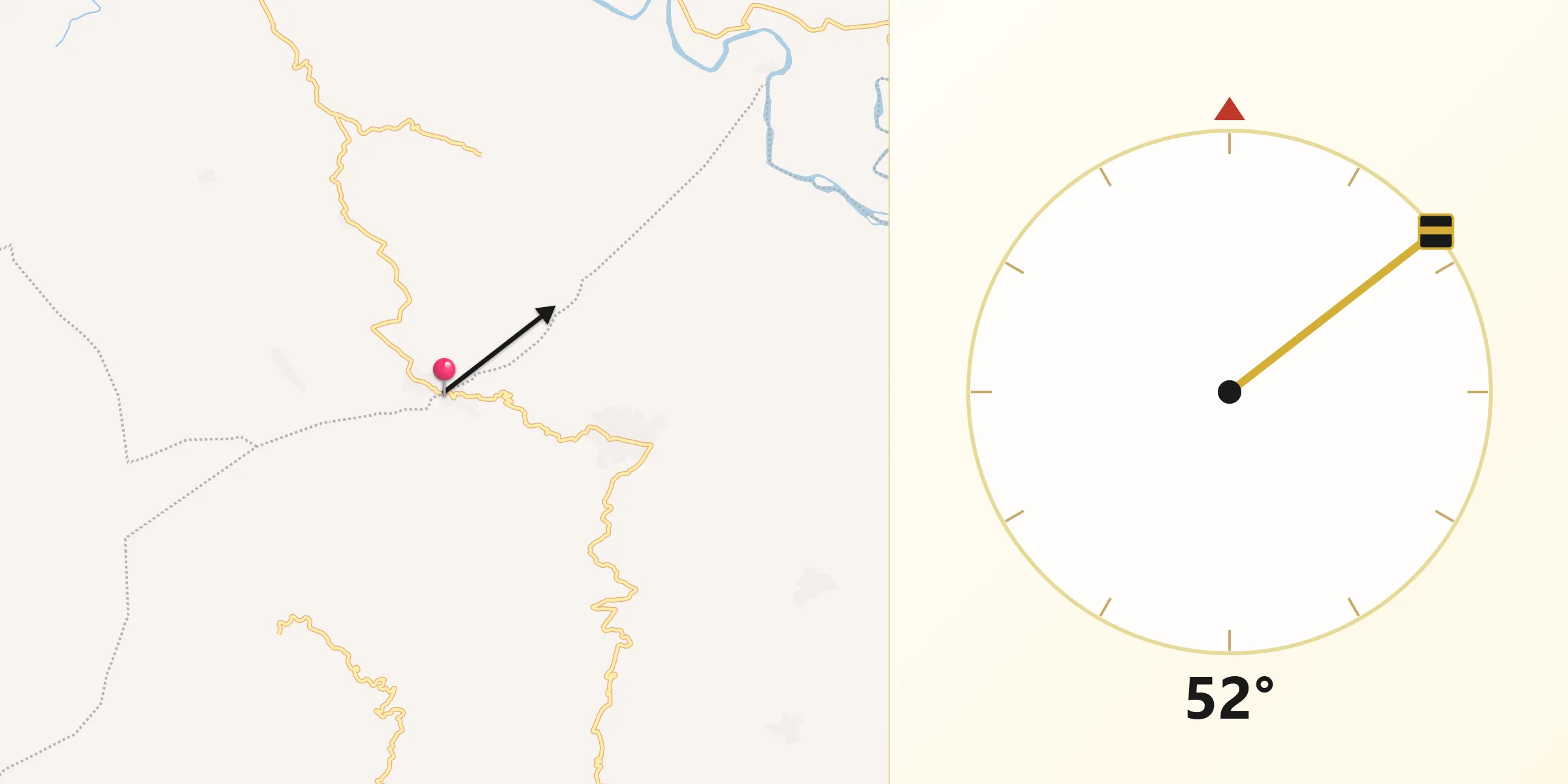 Dirección de la Qibla desde Joltealal