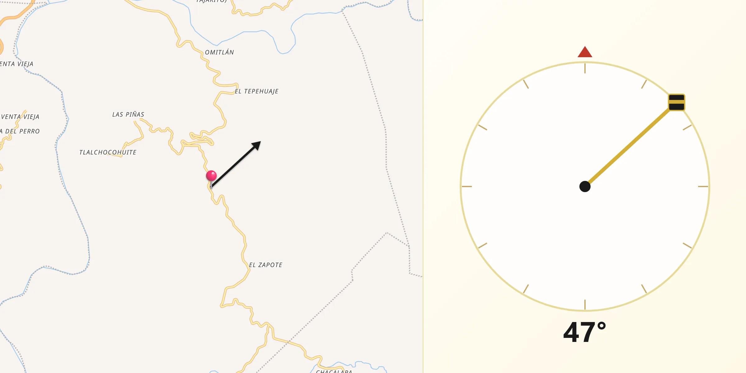 Dirección de la Qibla desde La Palma
