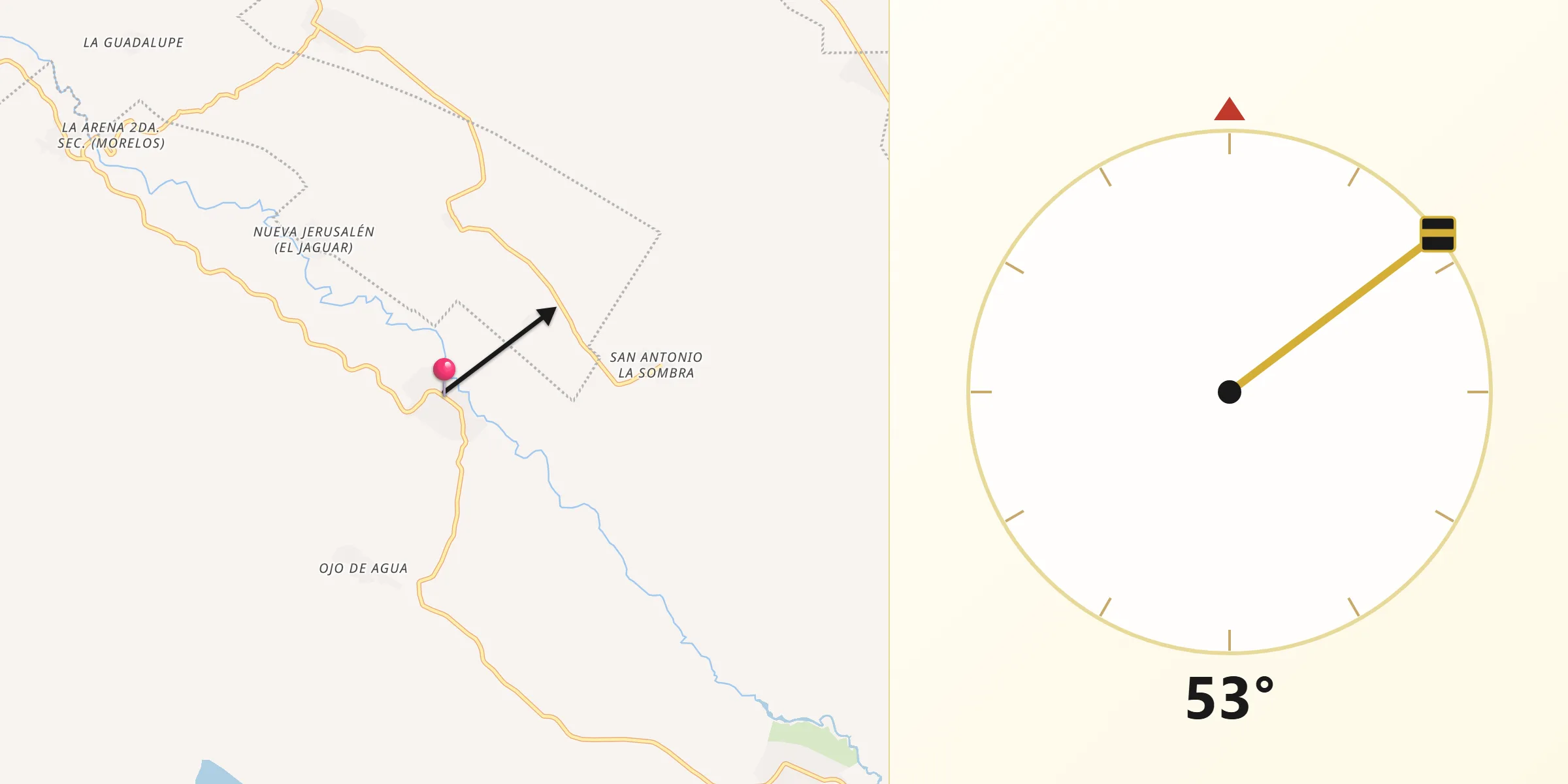 Dirección de la Qibla desde Ubilio García