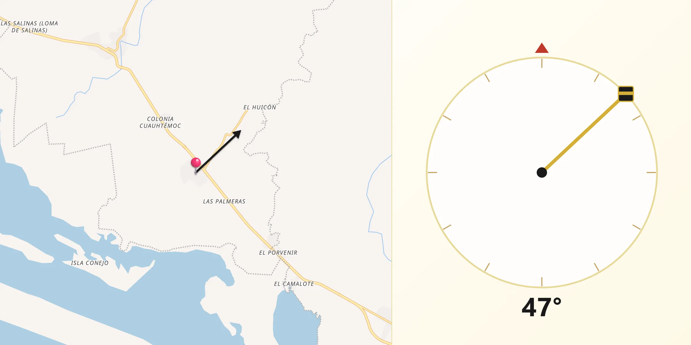Dirección de la Qibla desde Zacualpan