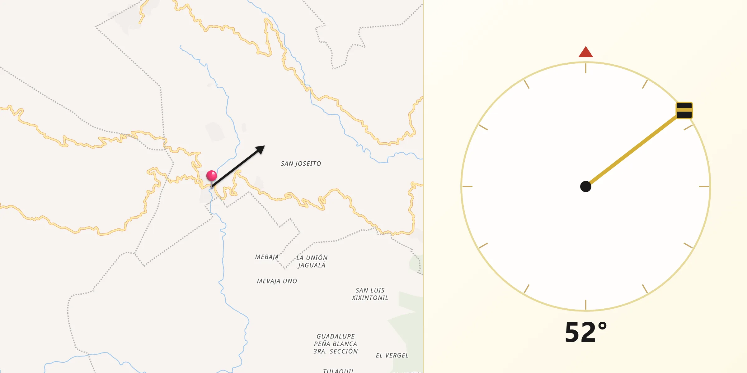 Dirección de la Qibla desde Tacuba Nueva