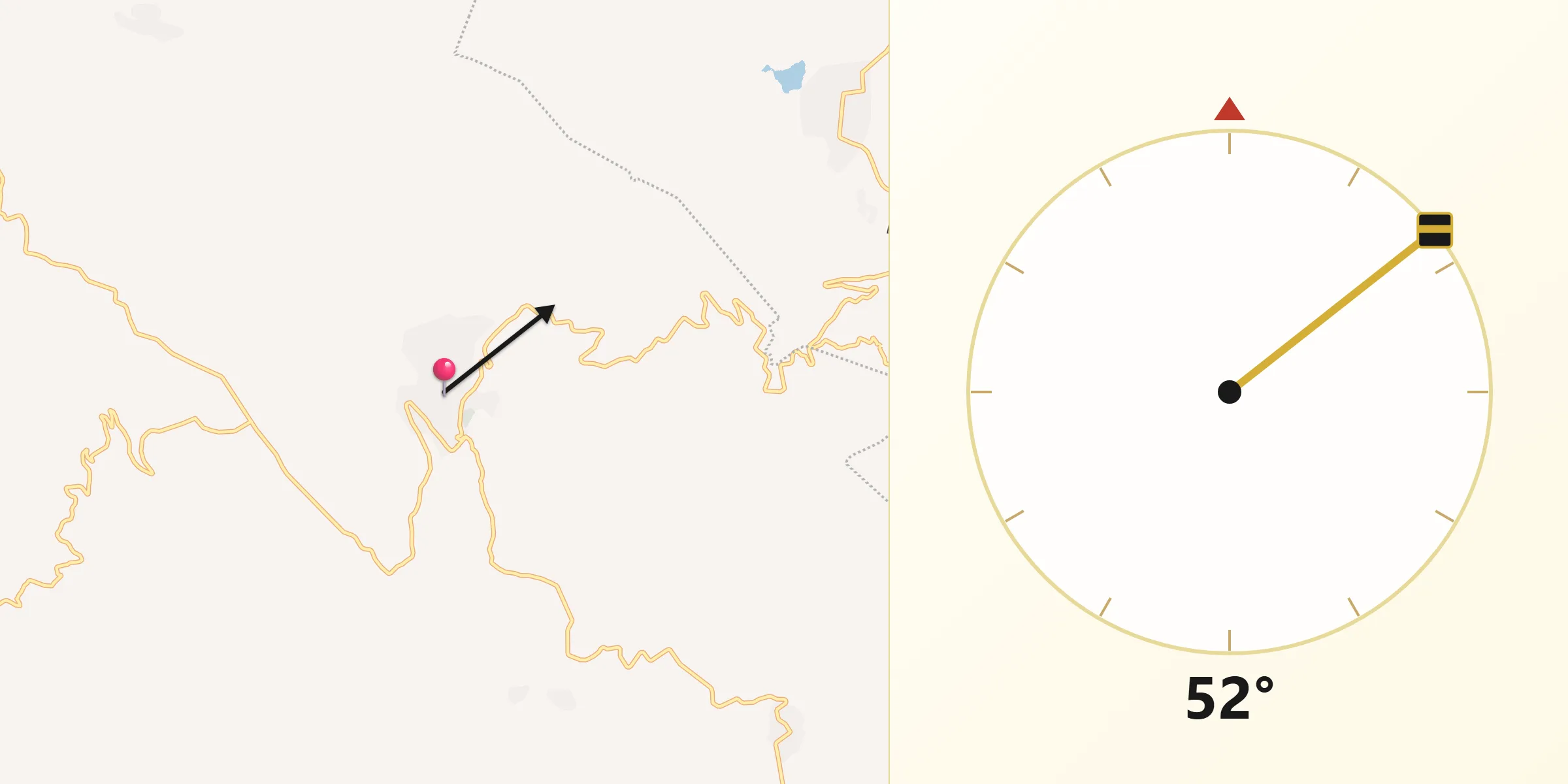Dirección de la Qibla desde Copainalá