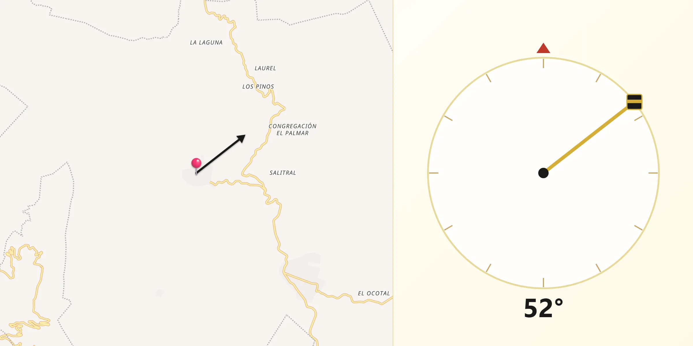 Dirección de la Qibla desde Maravillas