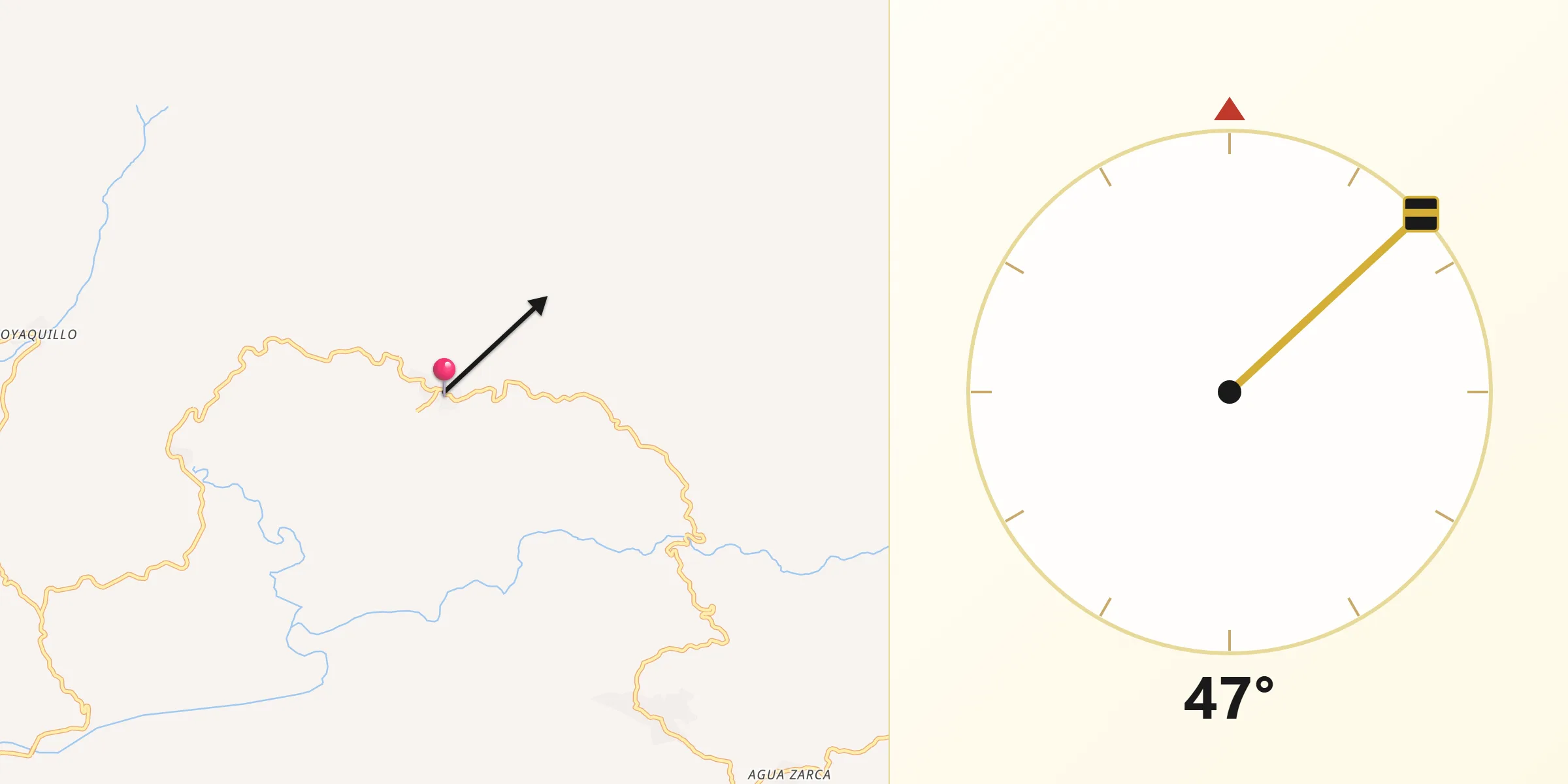 Dirección de la Qibla desde Pueblo Viejo