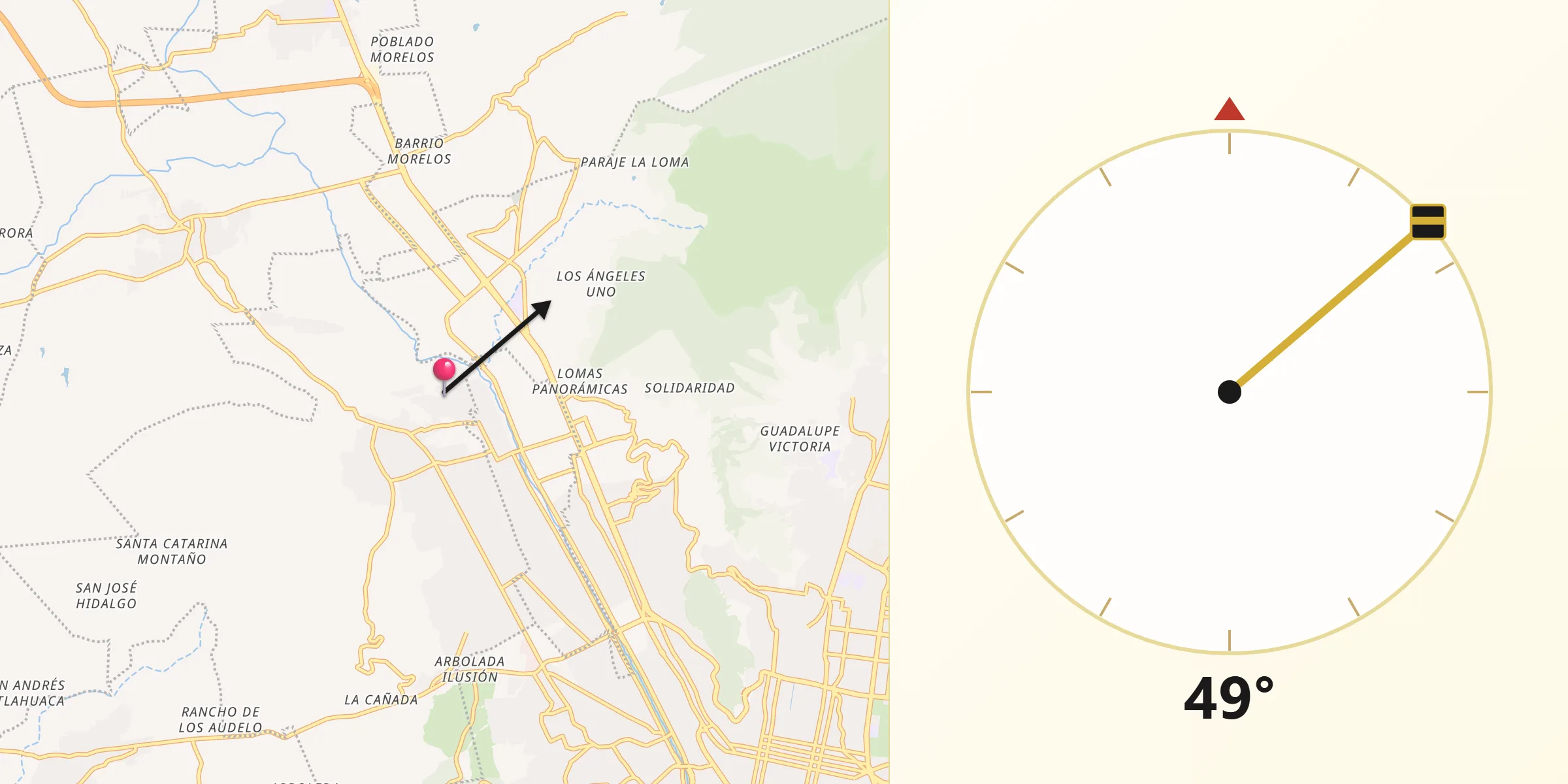Dirección de la Qibla desde San Jerónimo Yahuiche