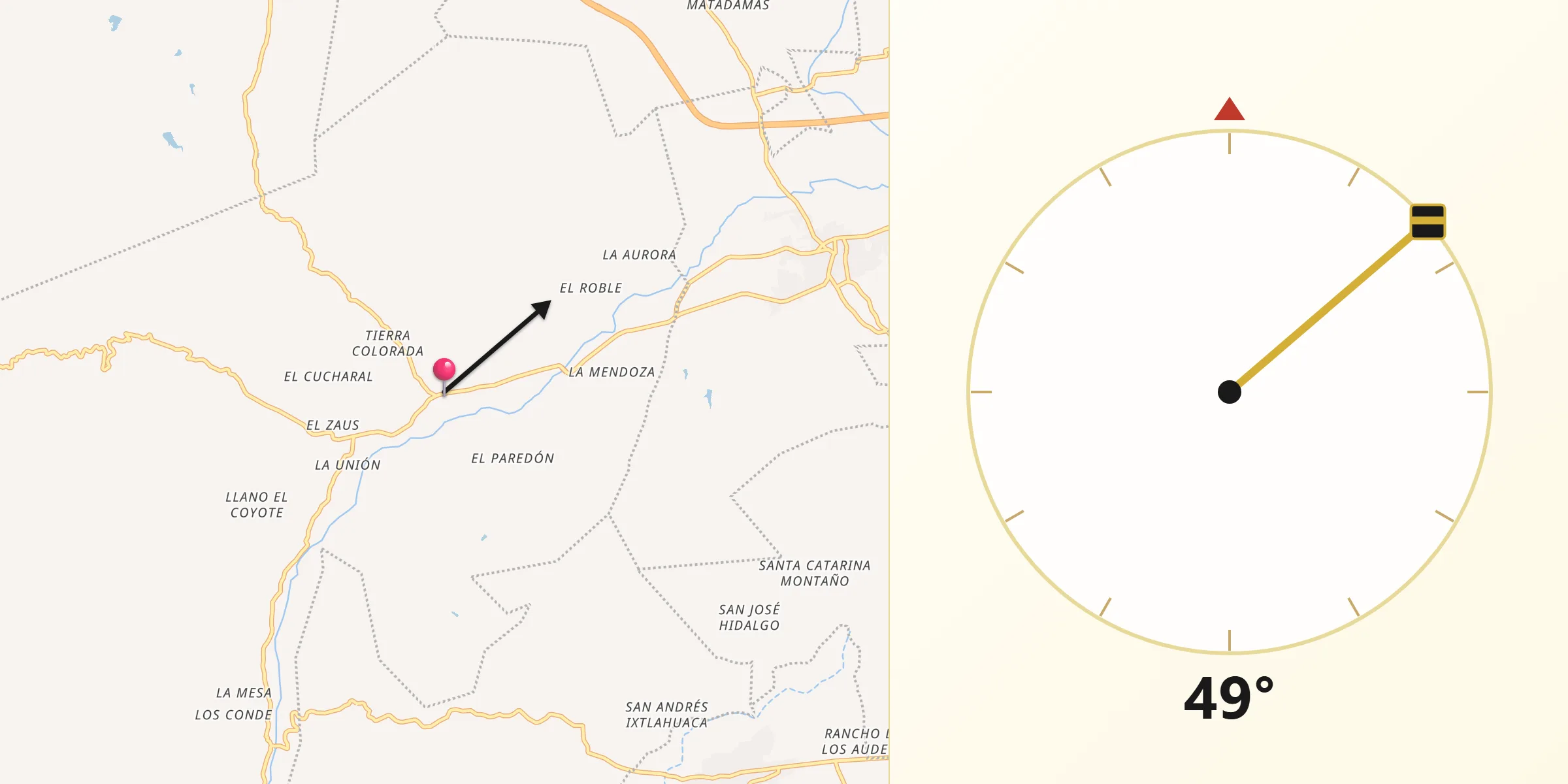 Dirección de la Qibla desde San Felipe Tejalápam