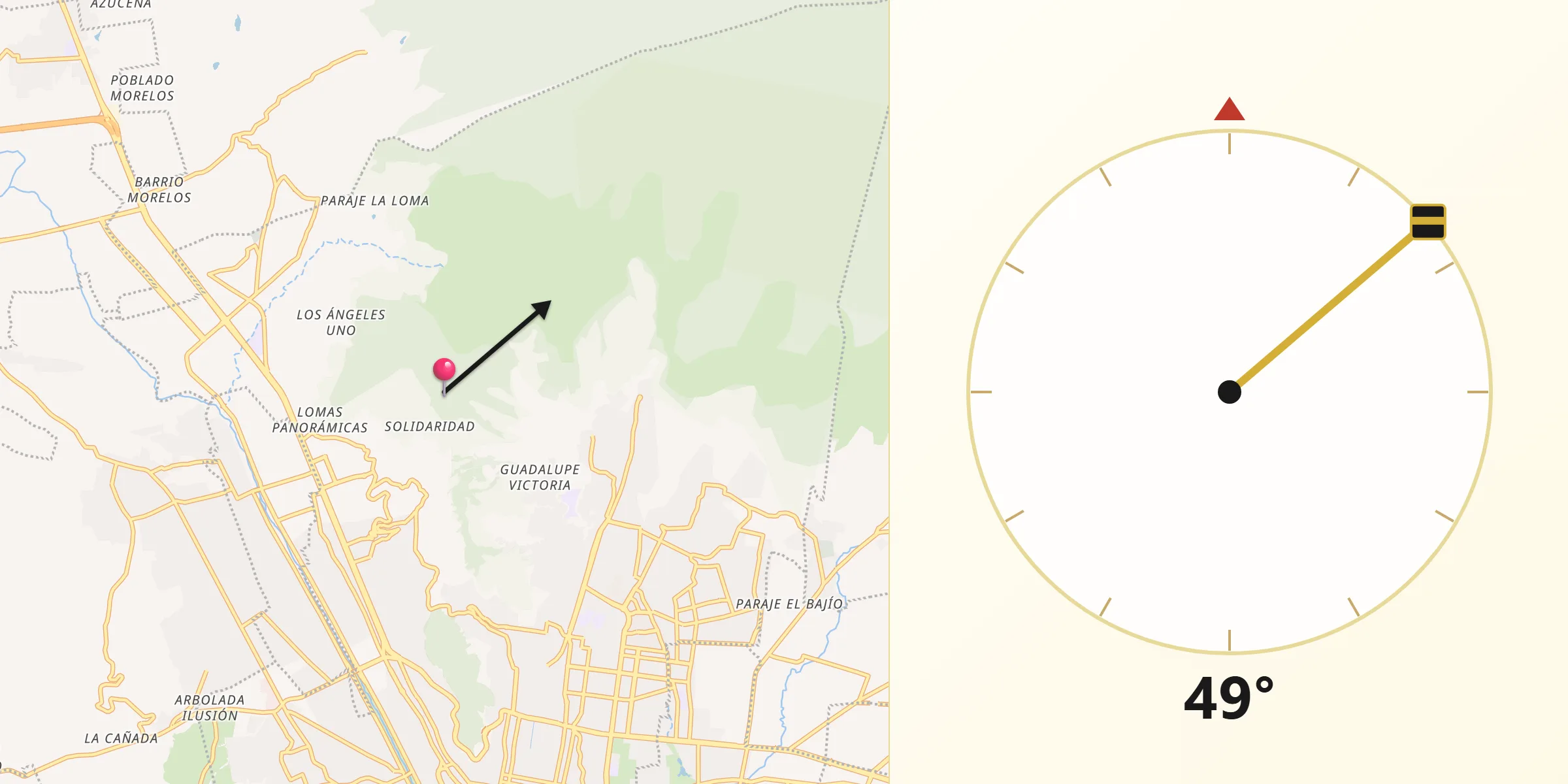 Dirección de la Qibla desde Oaxaca de Juárez
