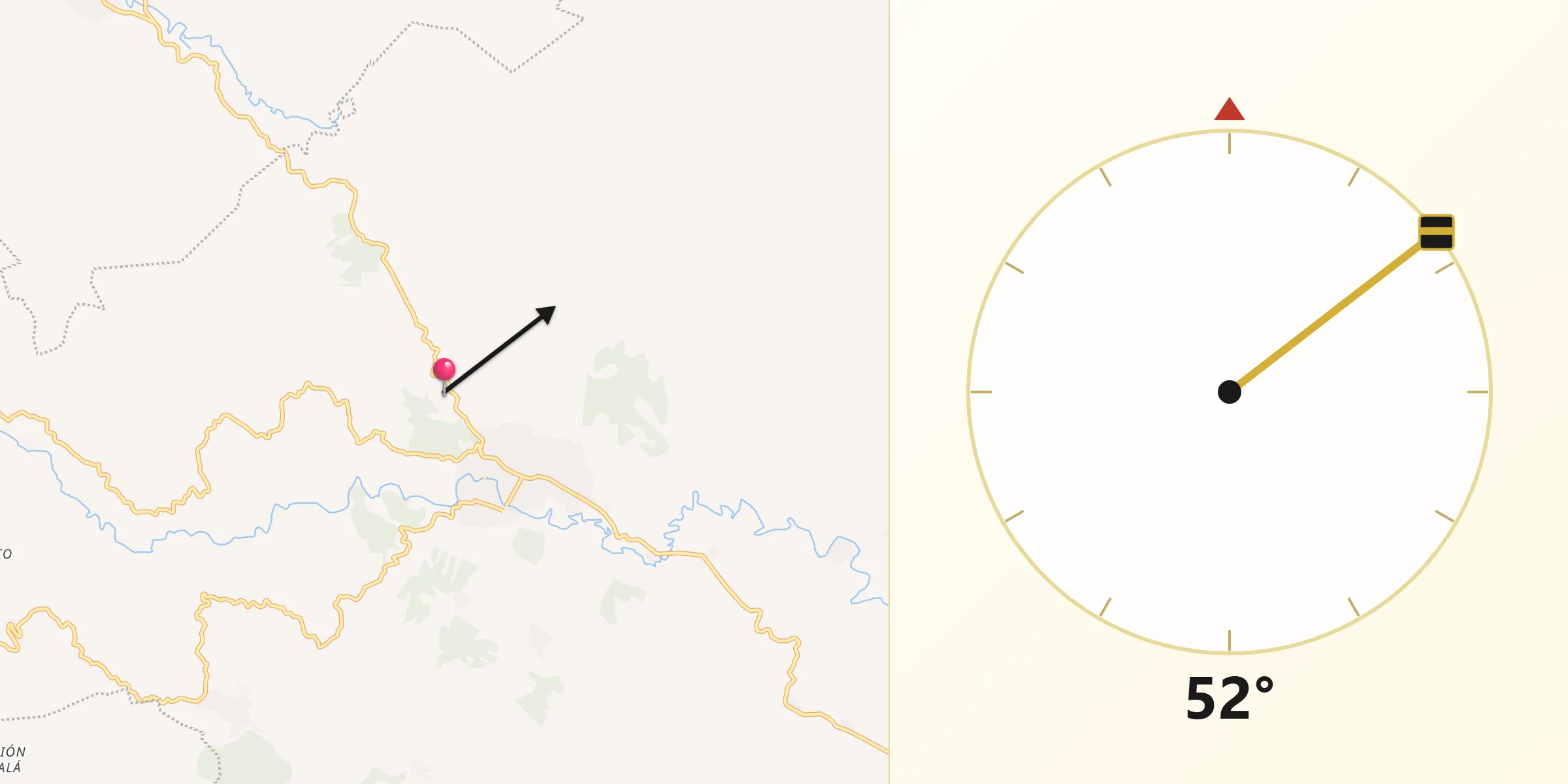 Dirección de la Qibla desde Chilón