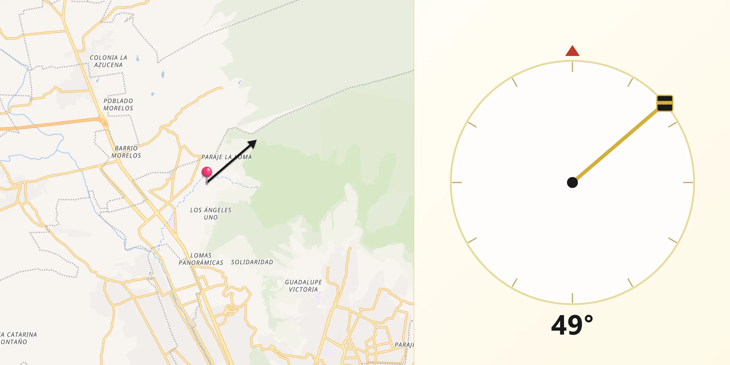Dirección de la Qibla desde Trinidad de Viguera