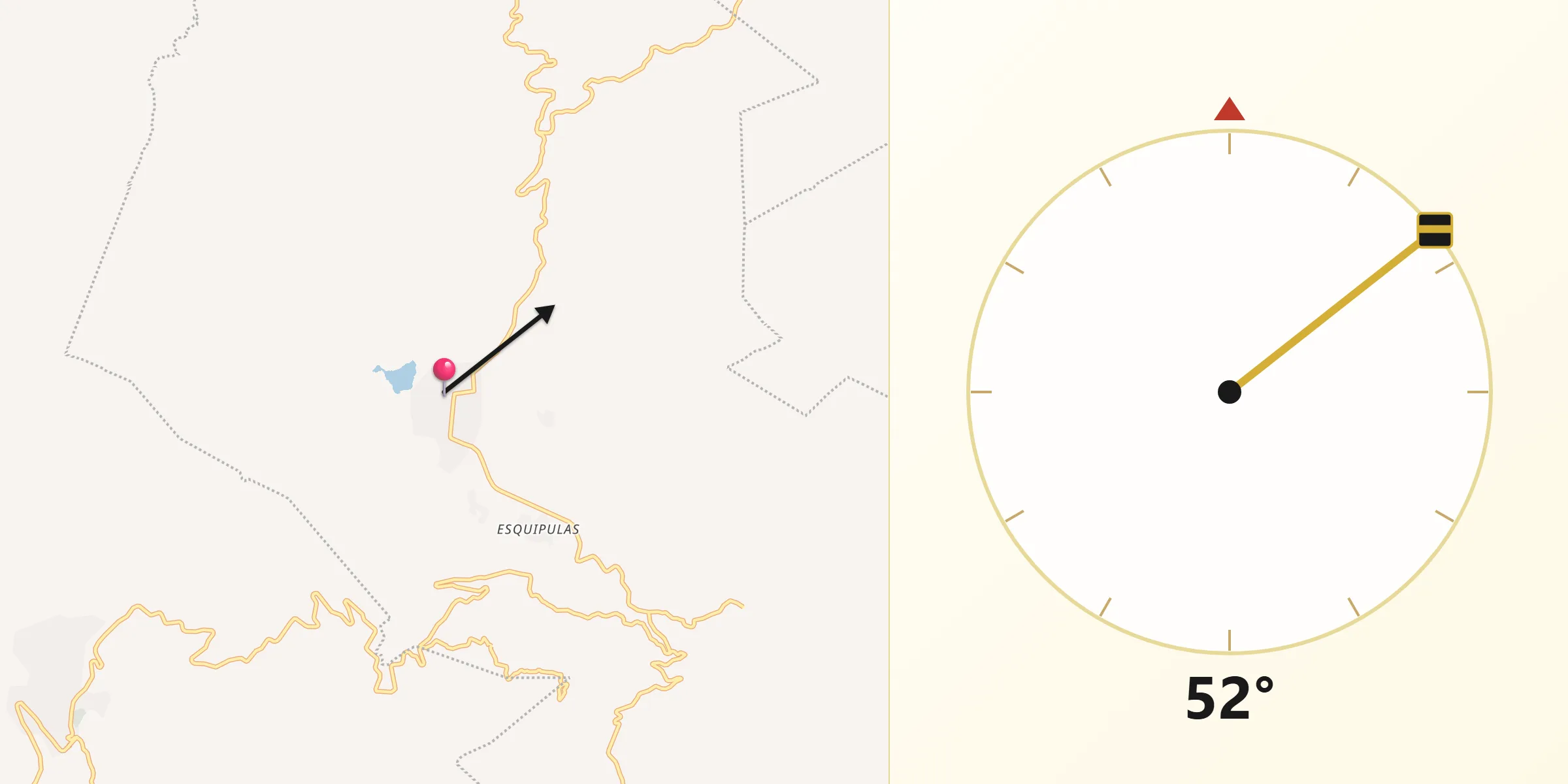 Dirección de la Qibla desde Coapilla