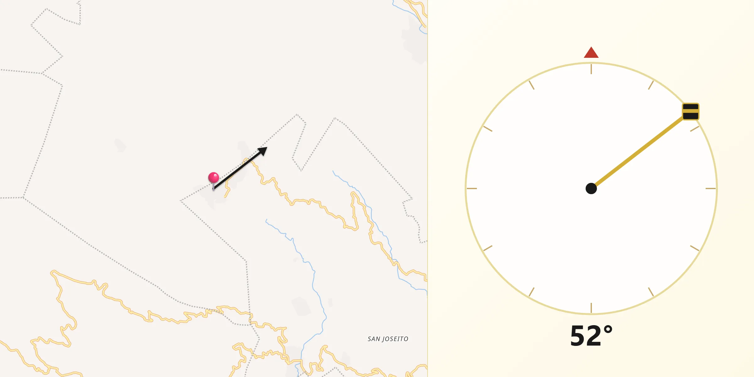 Dirección de la Qibla desde Tzajalá