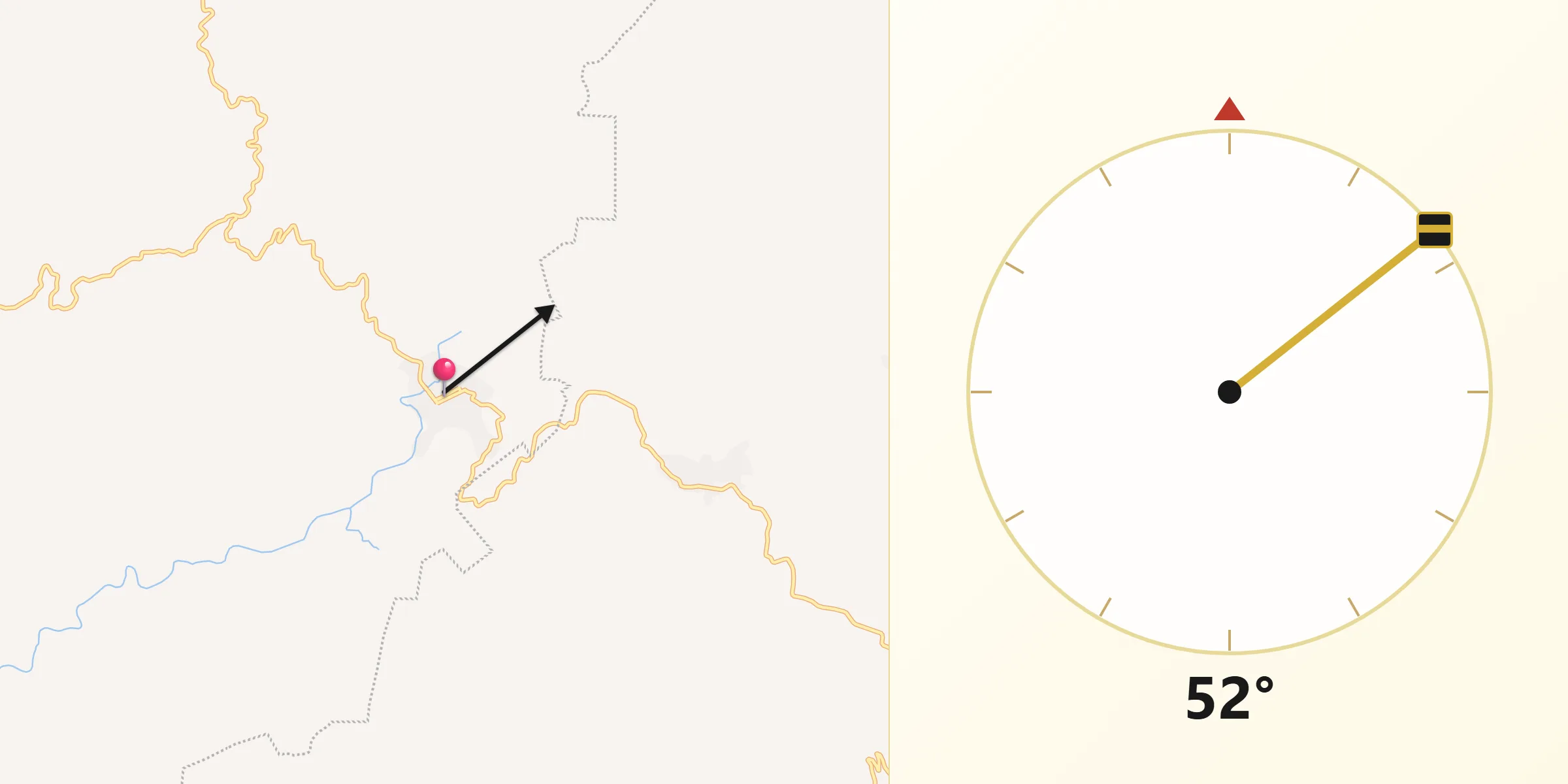 Dirección de la Qibla desde Tecpatán
