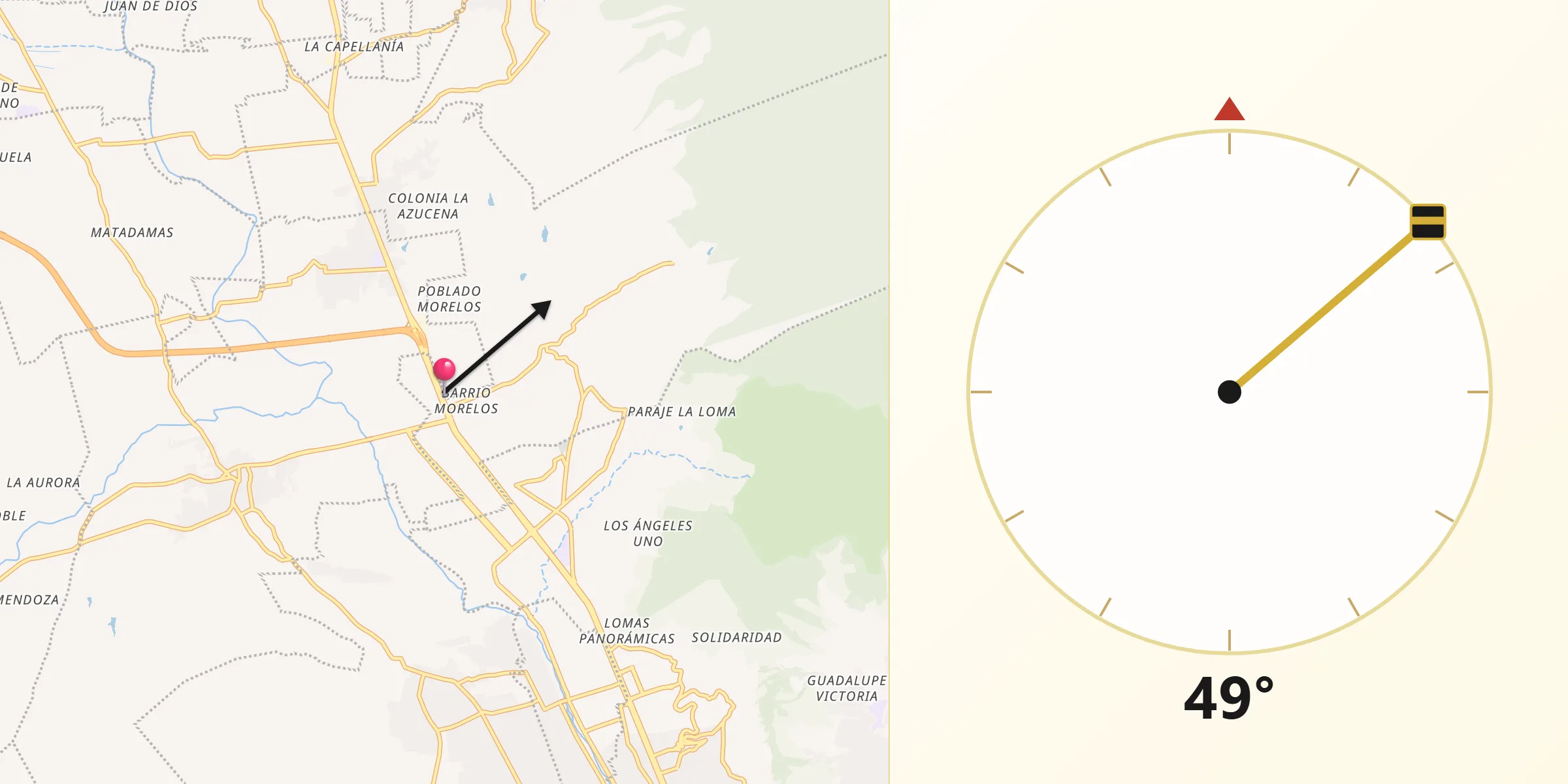 Dirección de la Qibla desde Hacienda Blanca