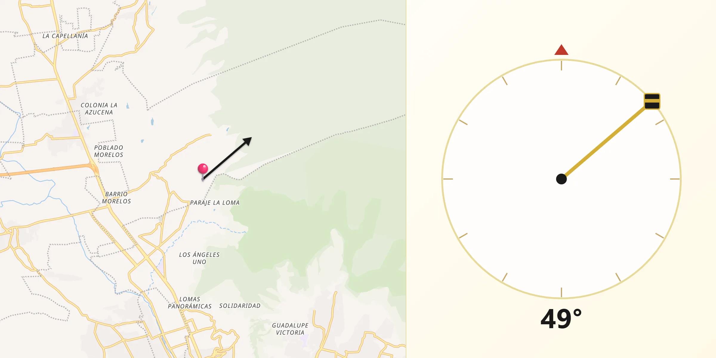 Dirección de la Qibla desde San Pablo Etla