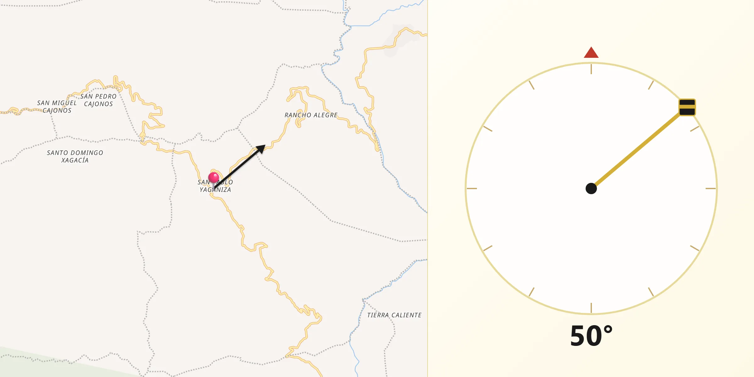 Dirección de la Qibla desde Yaganiza