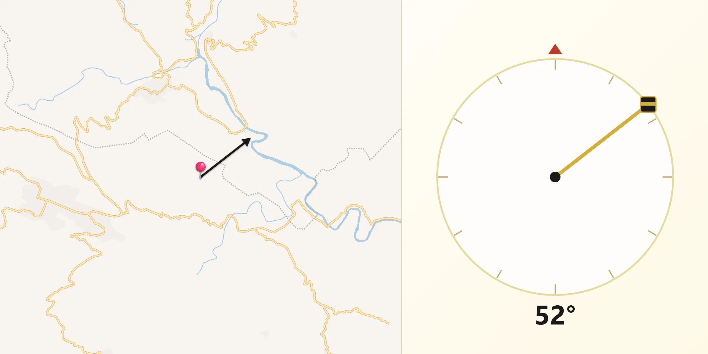Dirección de la Qibla desde Simojovel