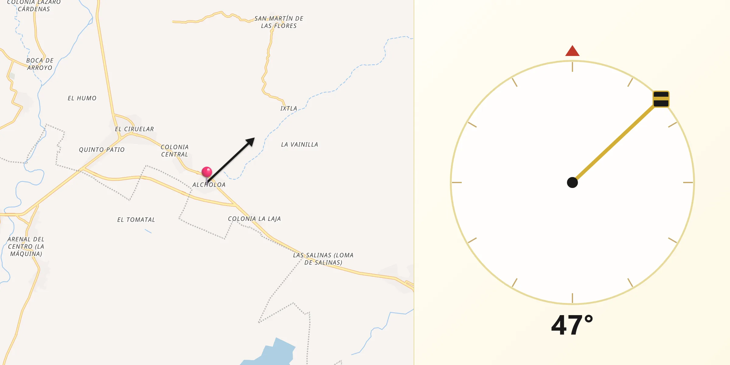 Dirección de la Qibla desde Alcholoa