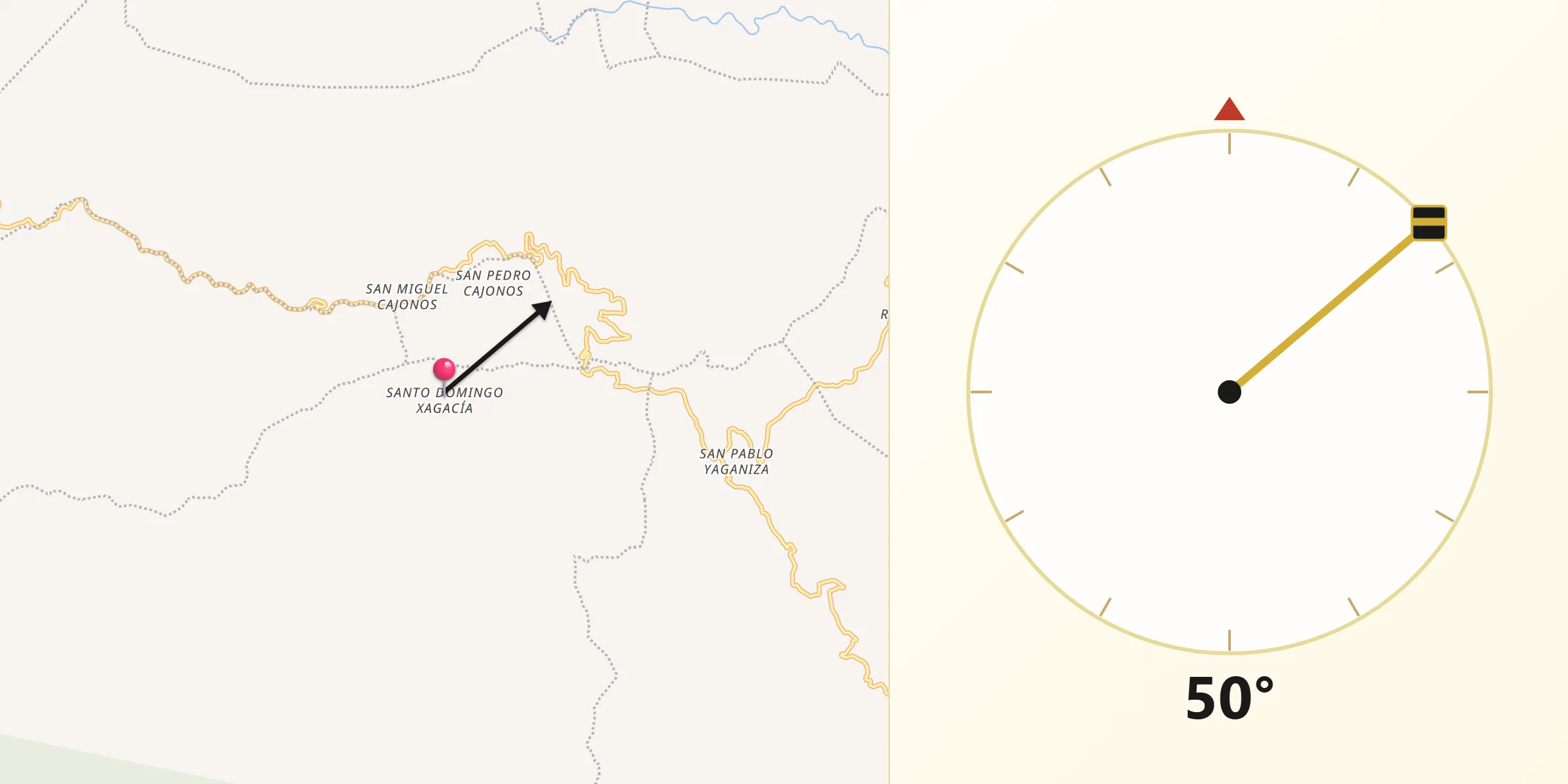 Dirección de la Qibla desde Xagacía