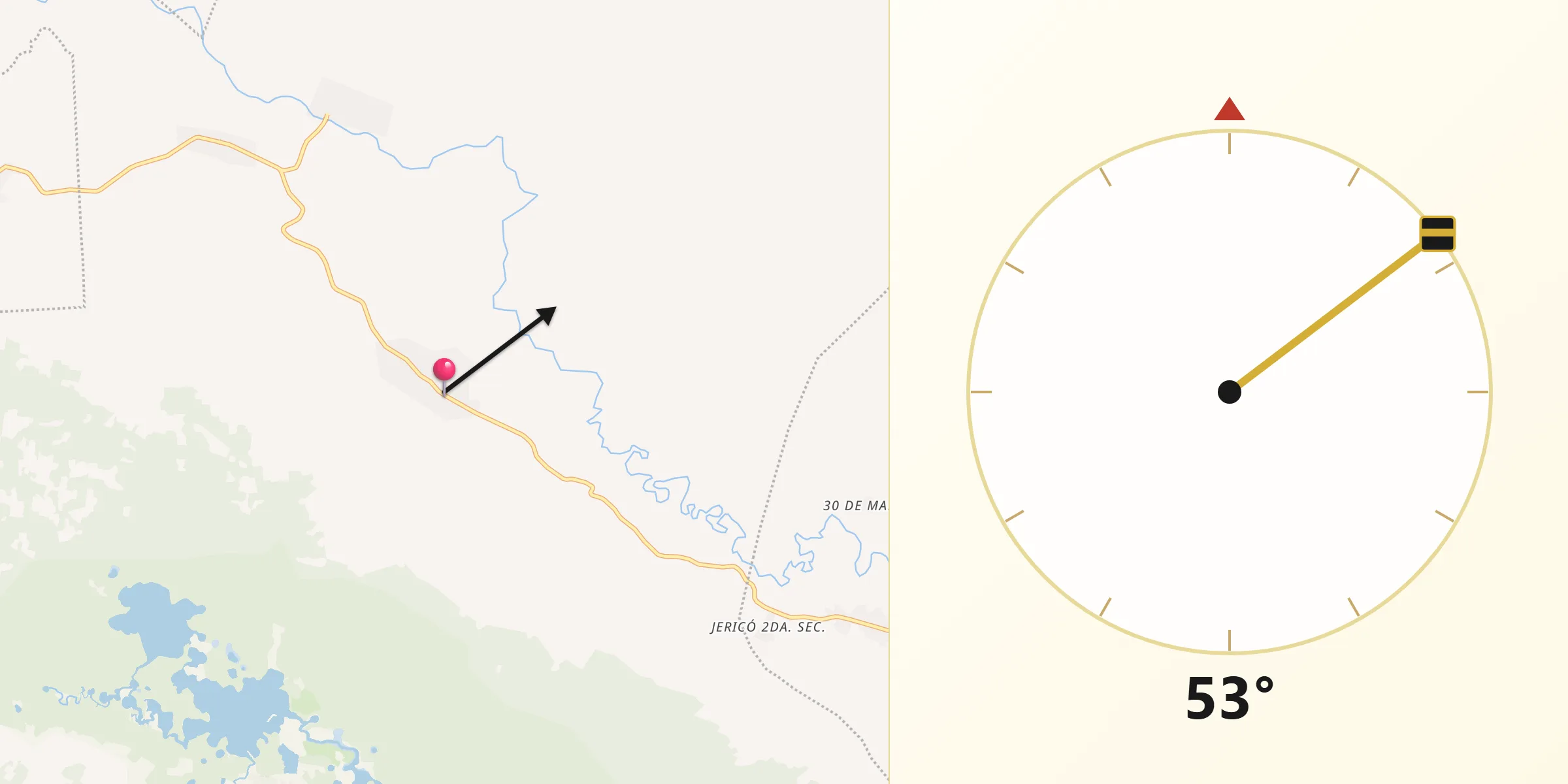 Dirección de la Qibla desde Damasco