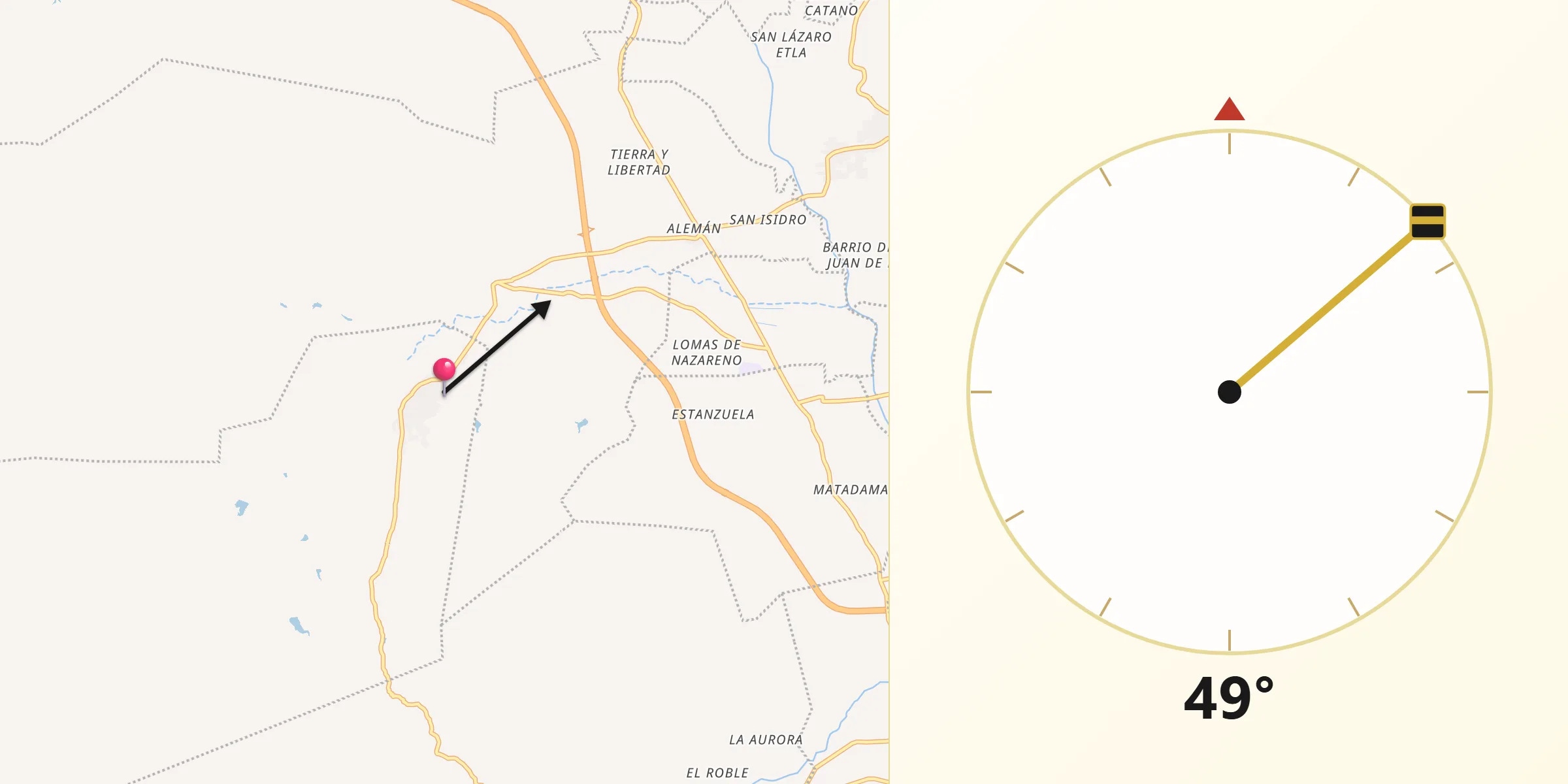 Dirección de la Qibla desde Santo Tomás Mazaltepec