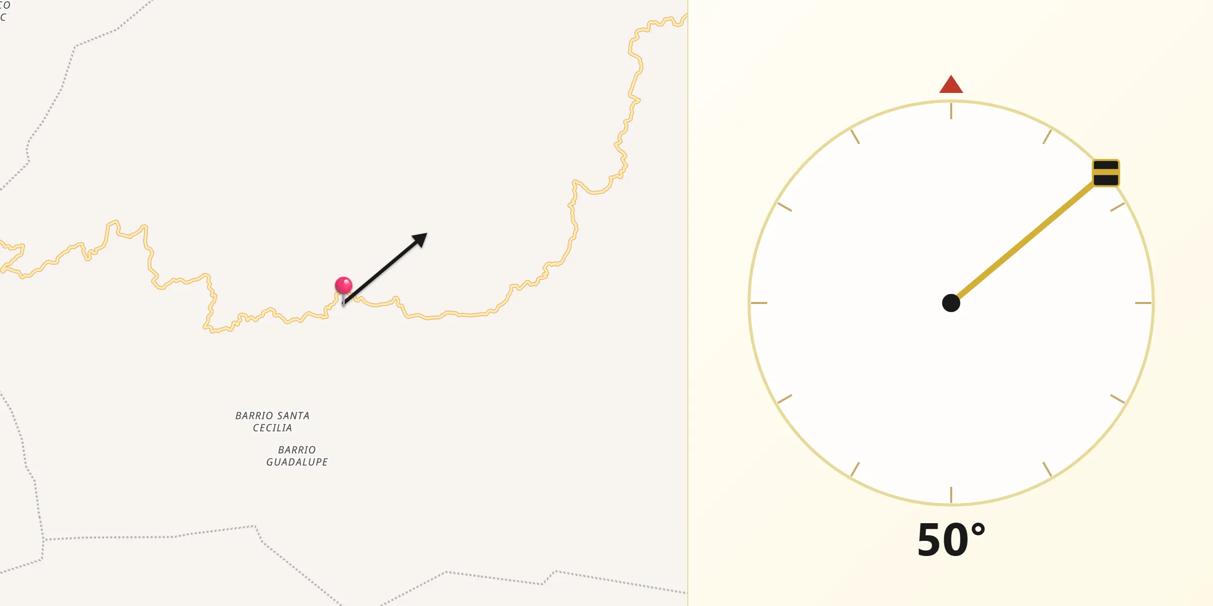 Dirección de la Qibla desde San Juan Metaltepec