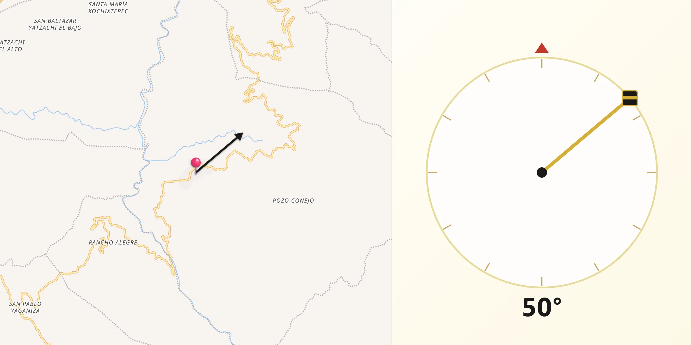 Dirección de la Qibla desde Villa Hidalgo