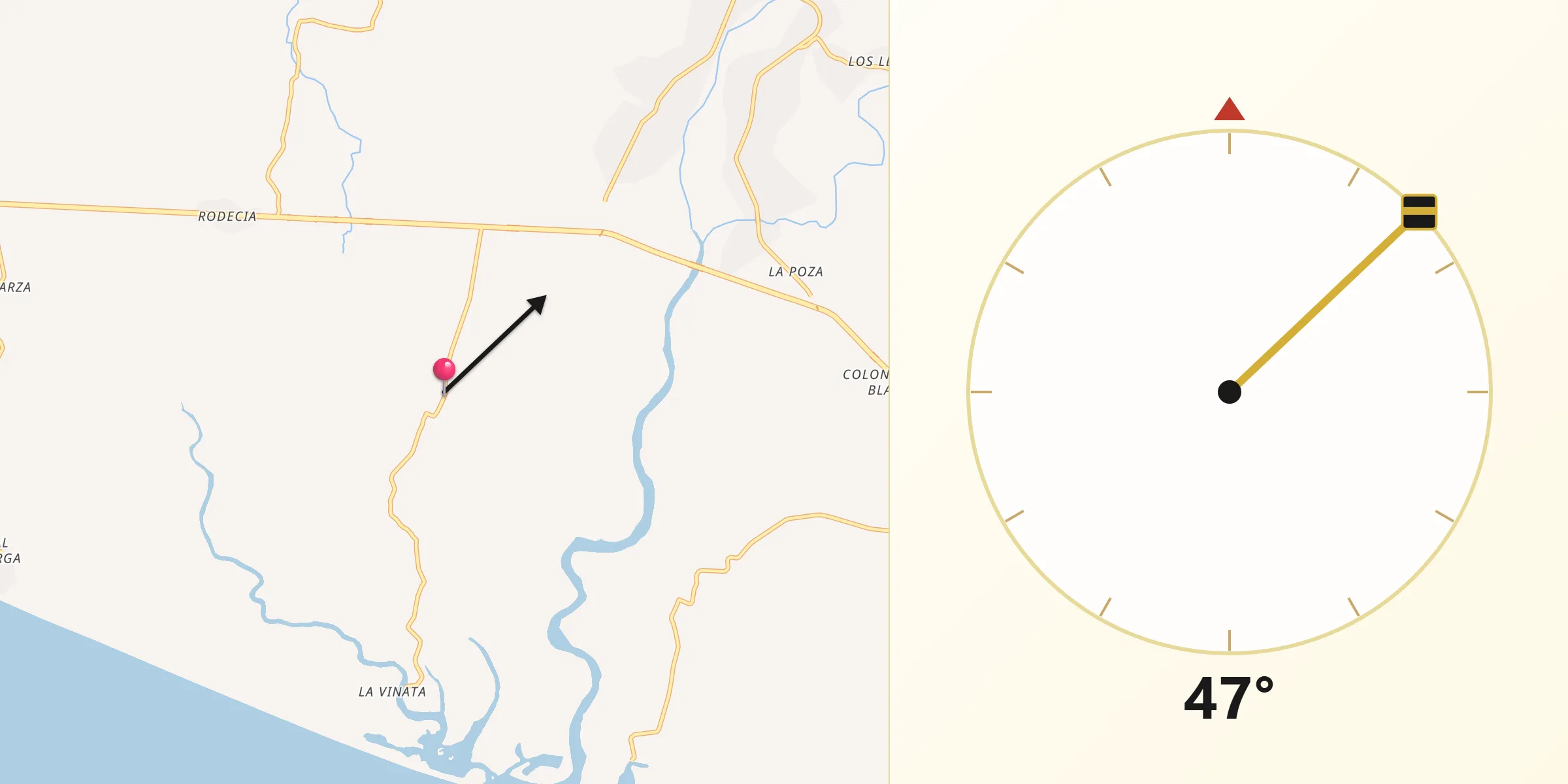Dirección de la Qibla desde Tenexpa