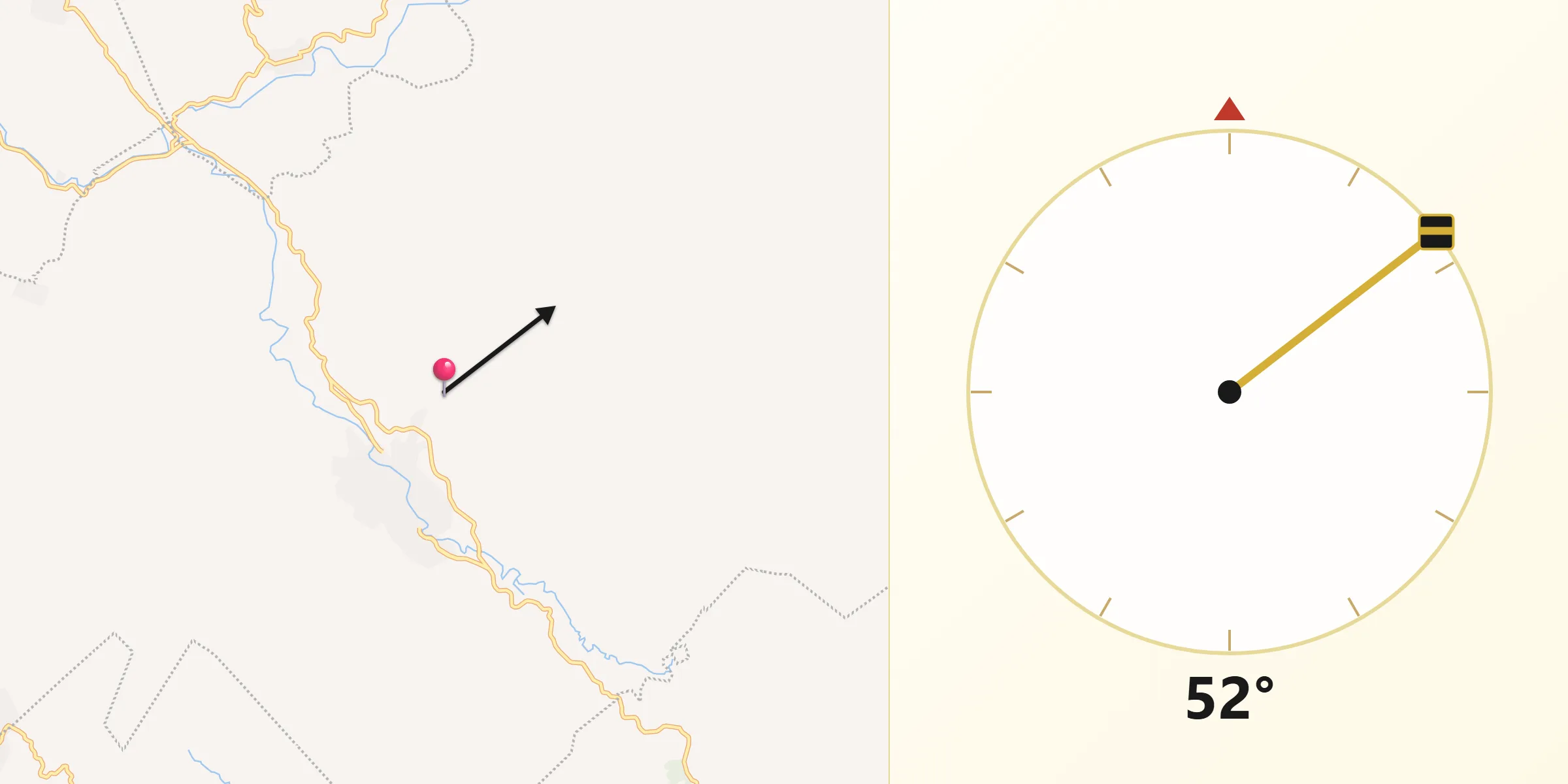 Dirección de la Qibla desde Yajalón