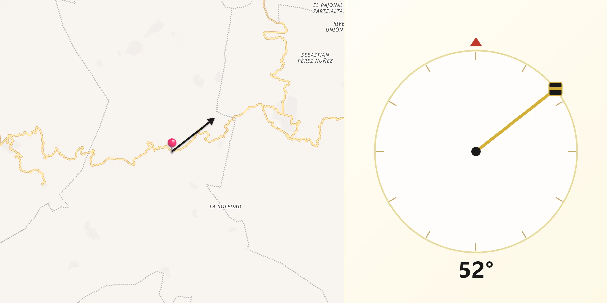 Dirección de la Qibla desde Pantepec