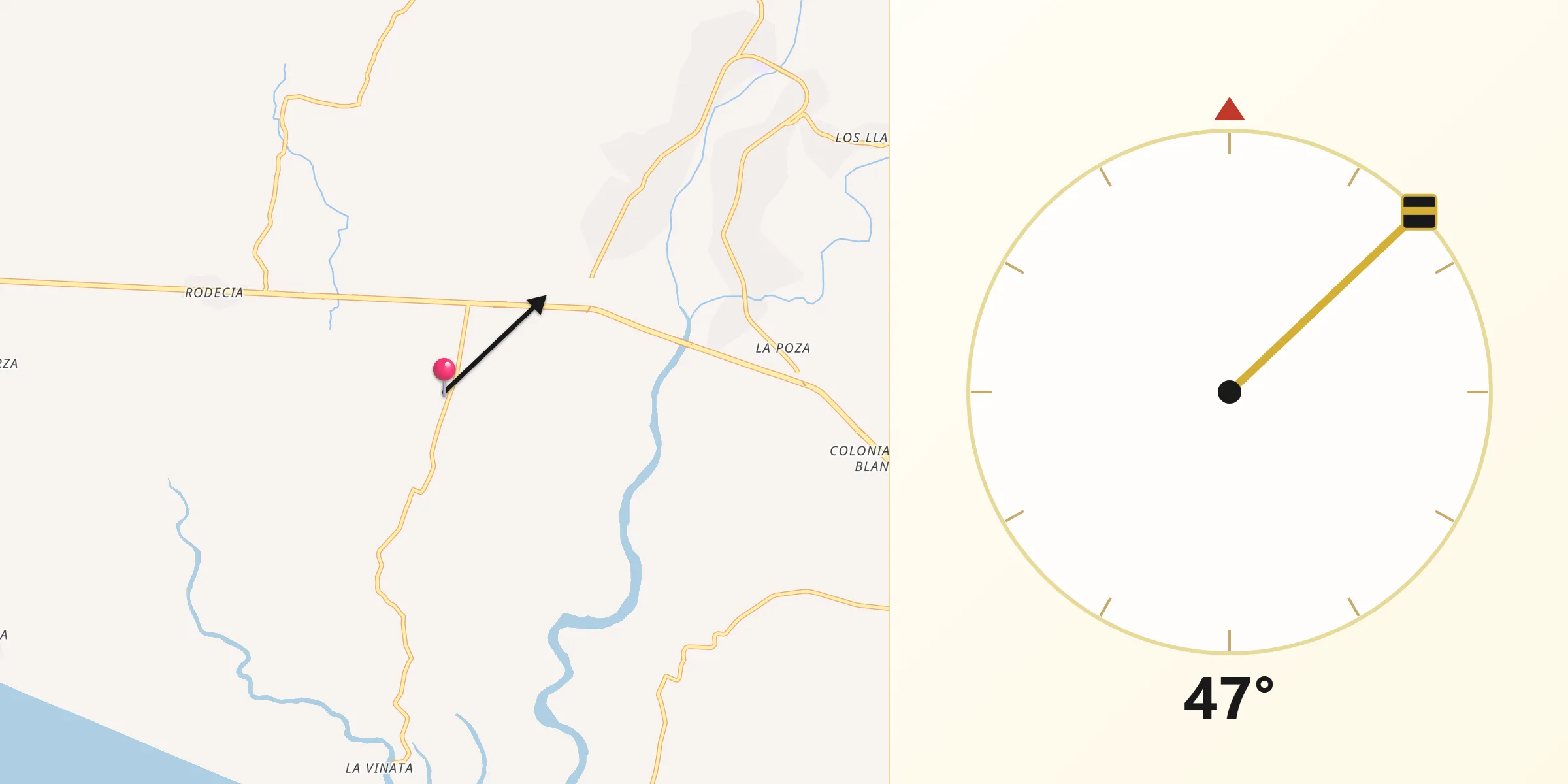 Dirección de la Qibla desde Villa Rotaria