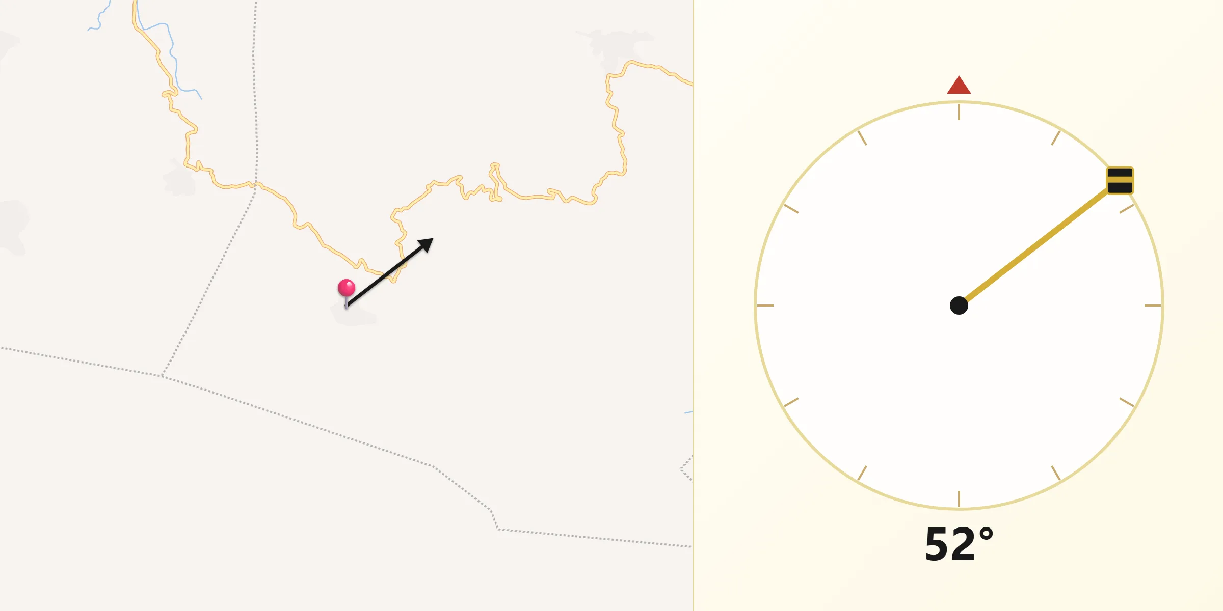 Dirección de la Qibla desde Joljá