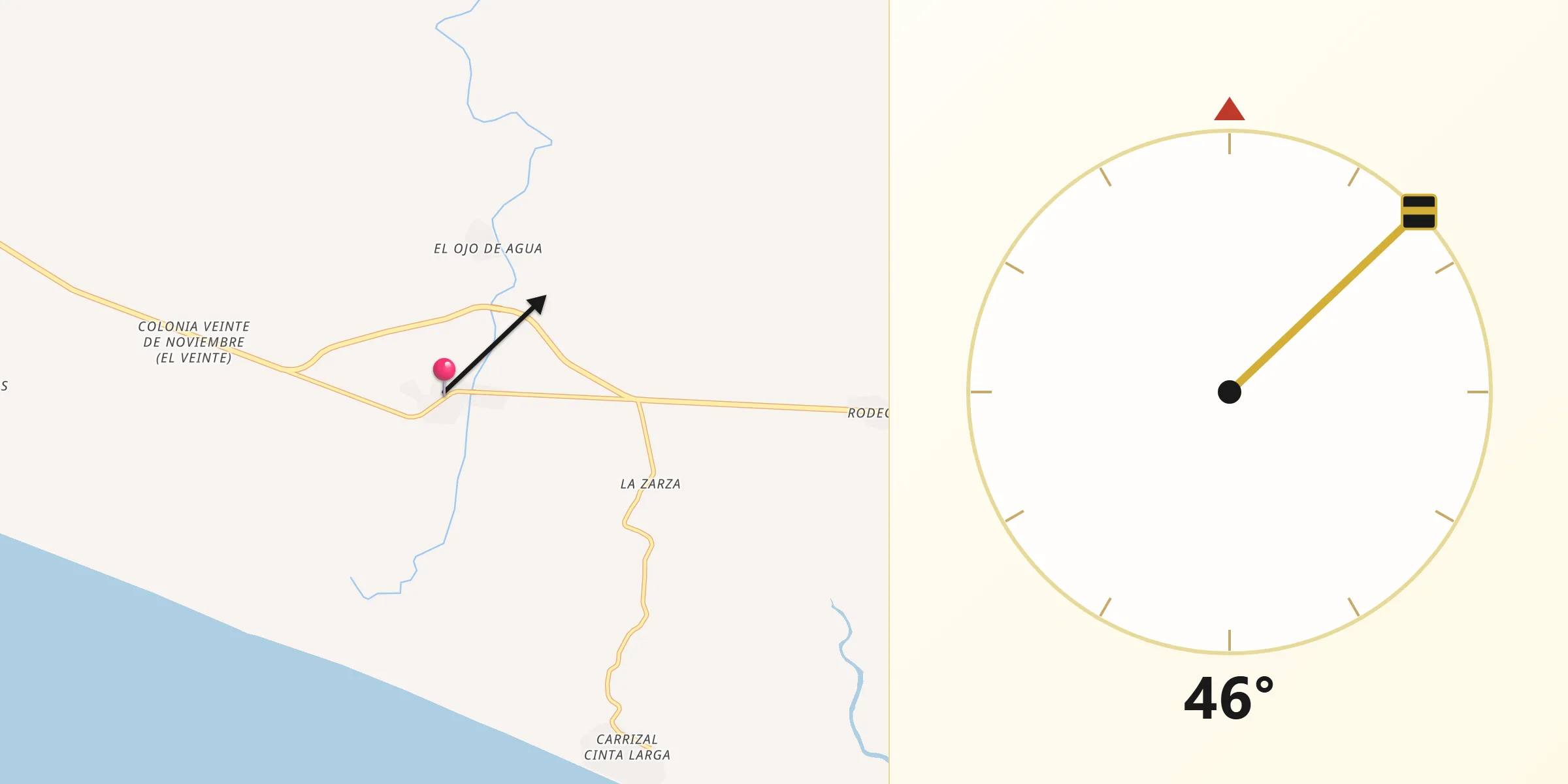 Dirección de la Qibla desde Nuxco