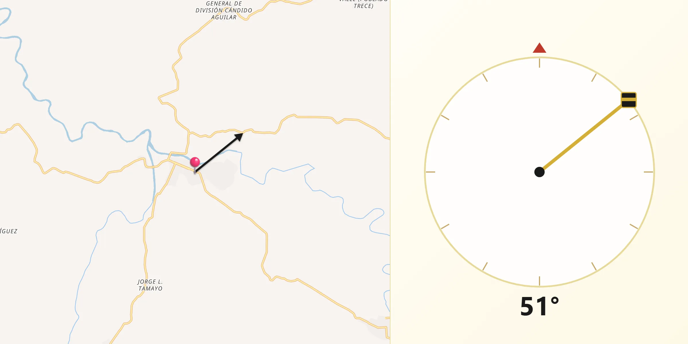 Dirección de la Qibla desde La Horqueta (Poblado Doce)