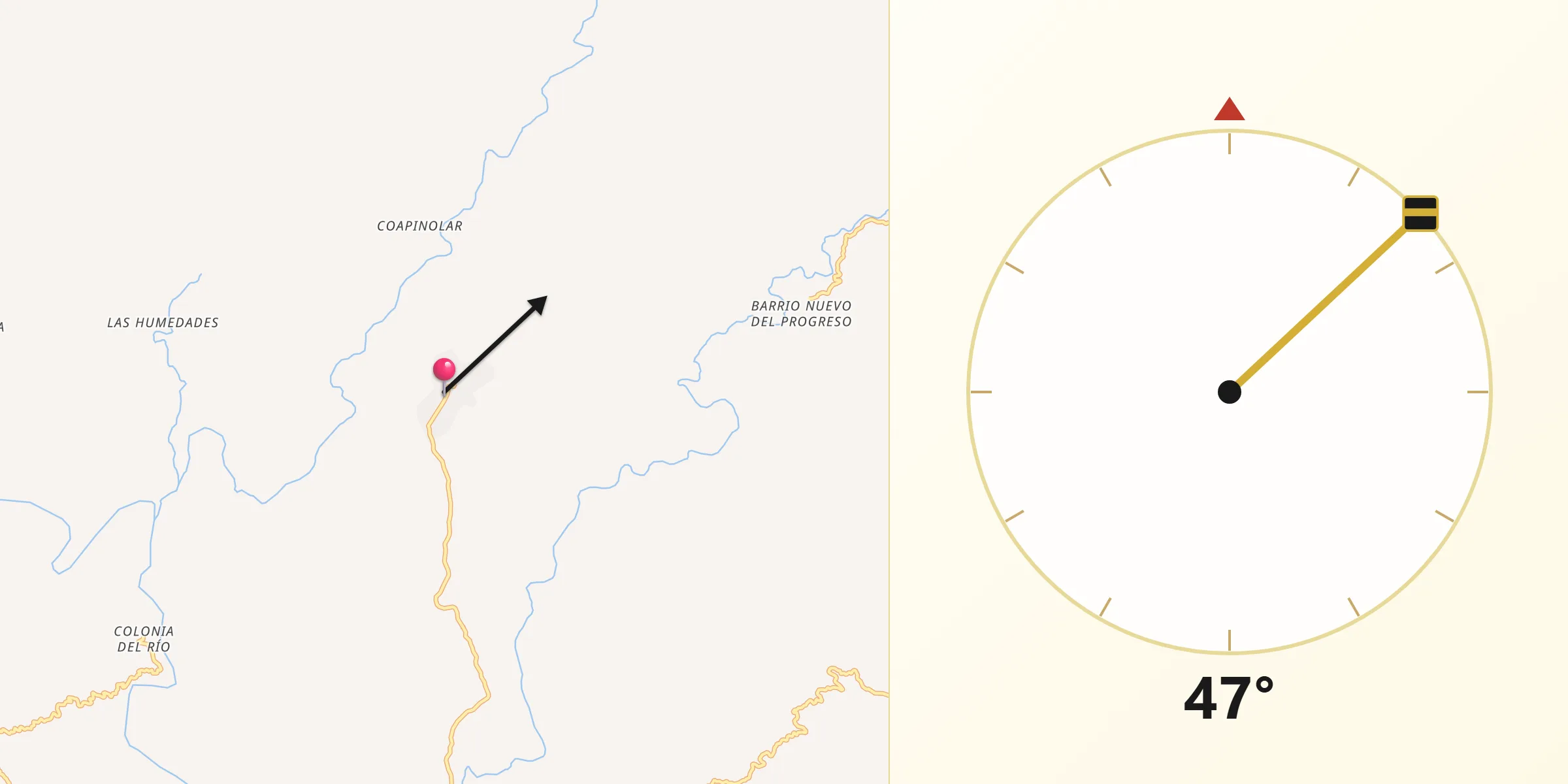 Dirección de la Qibla desde Tepetixtla