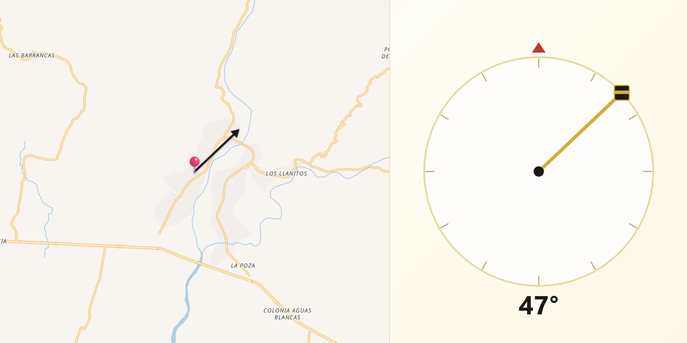 Dirección de la Qibla desde El Súchil