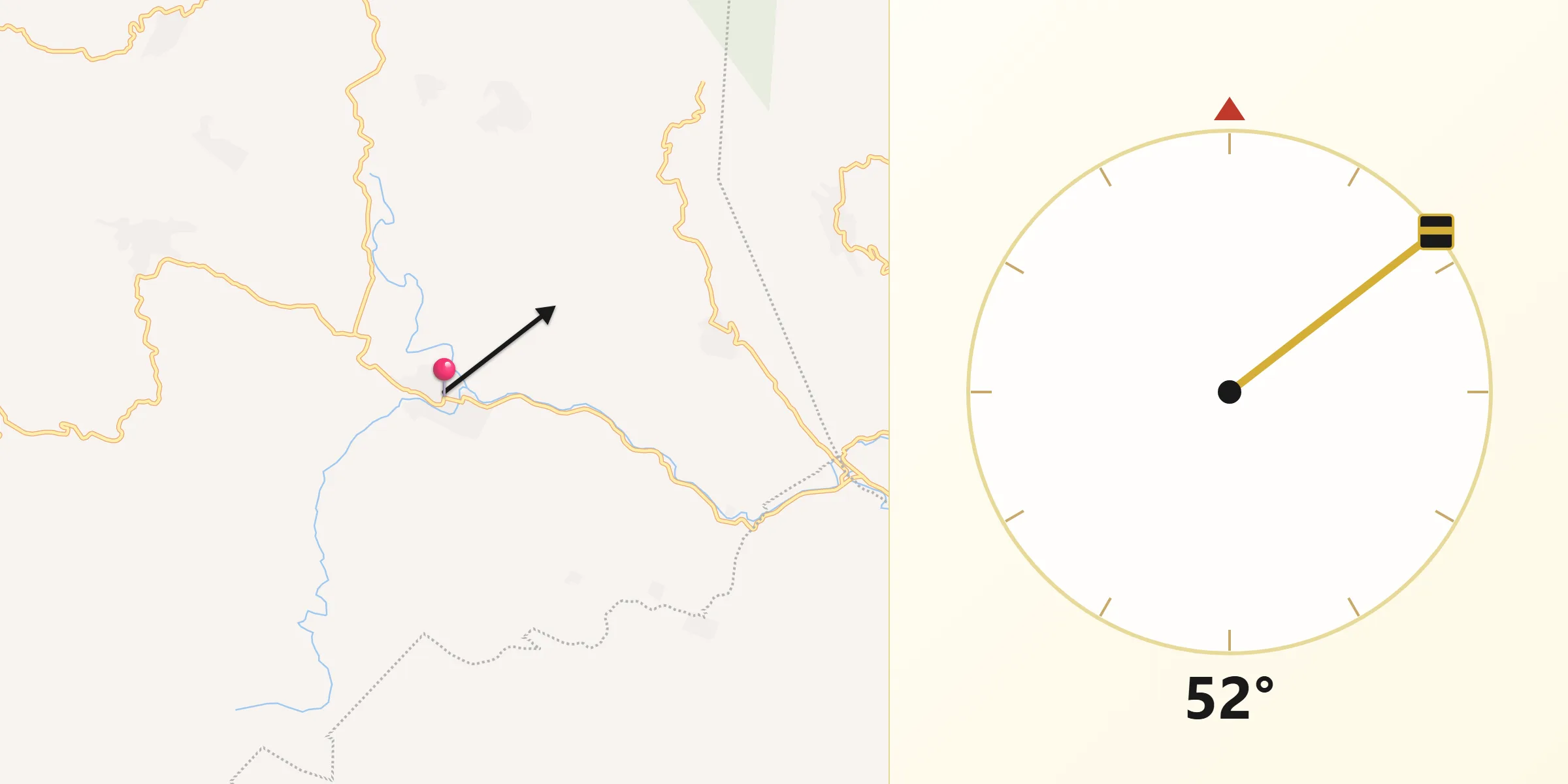 Dirección de la Qibla desde Petalcingo