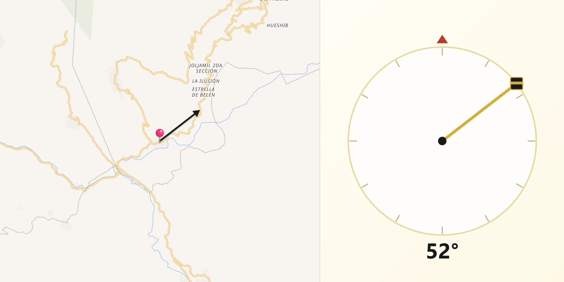 Dirección de la Qibla desde Hidalgo Joshil