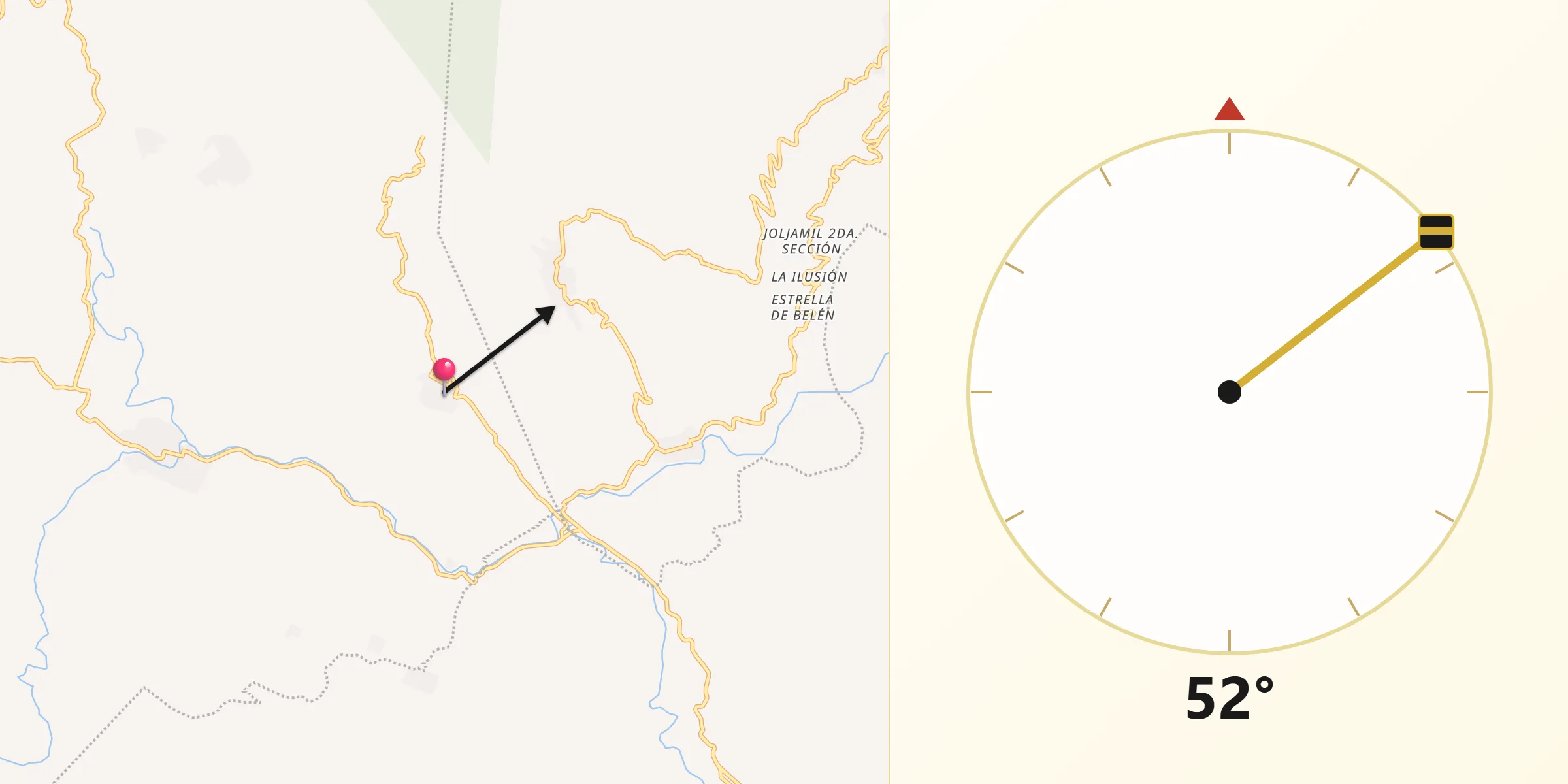 Dirección de la Qibla desde Tocob Leglemal