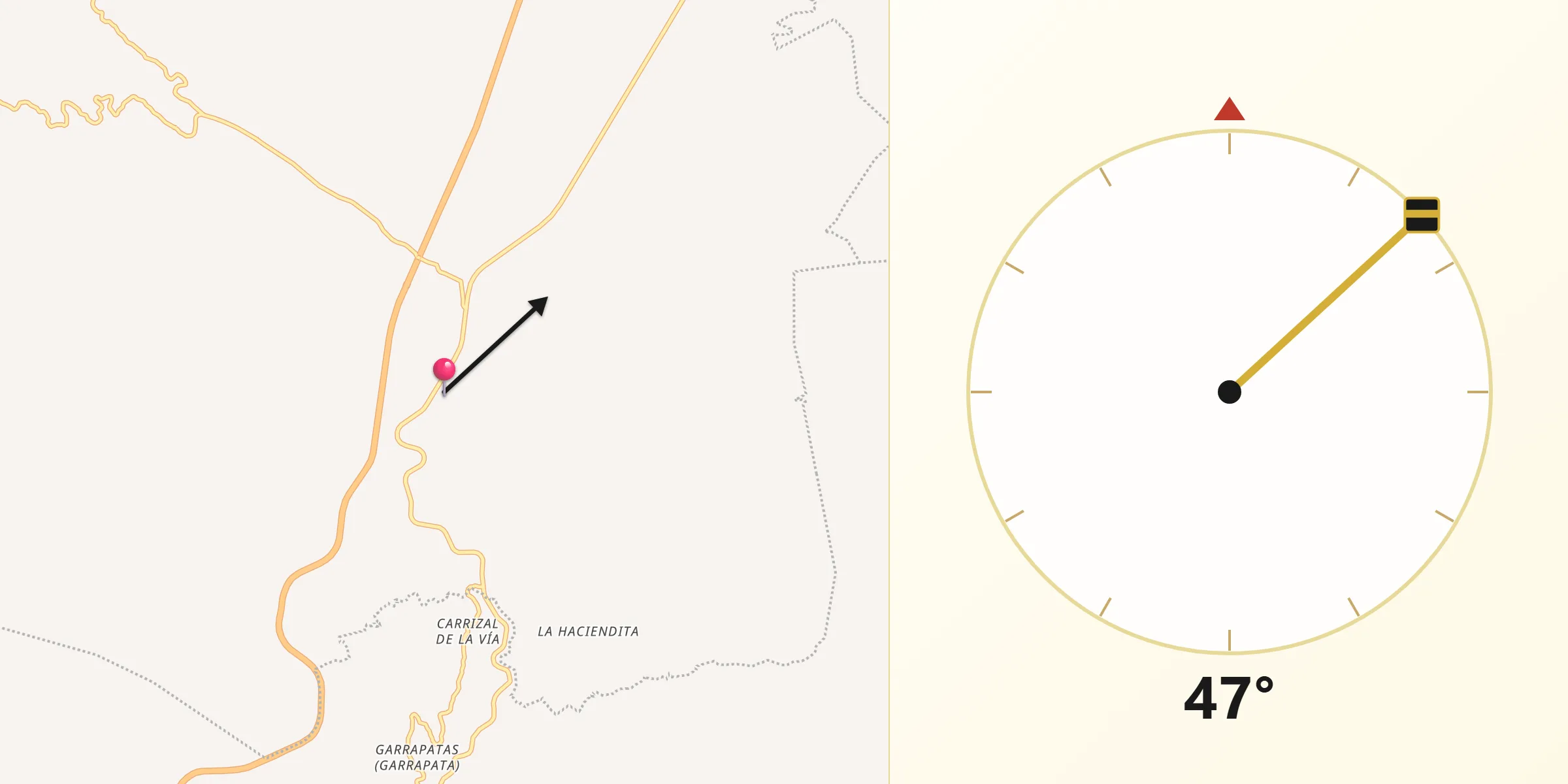Dirección de la Qibla desde Mohoneras