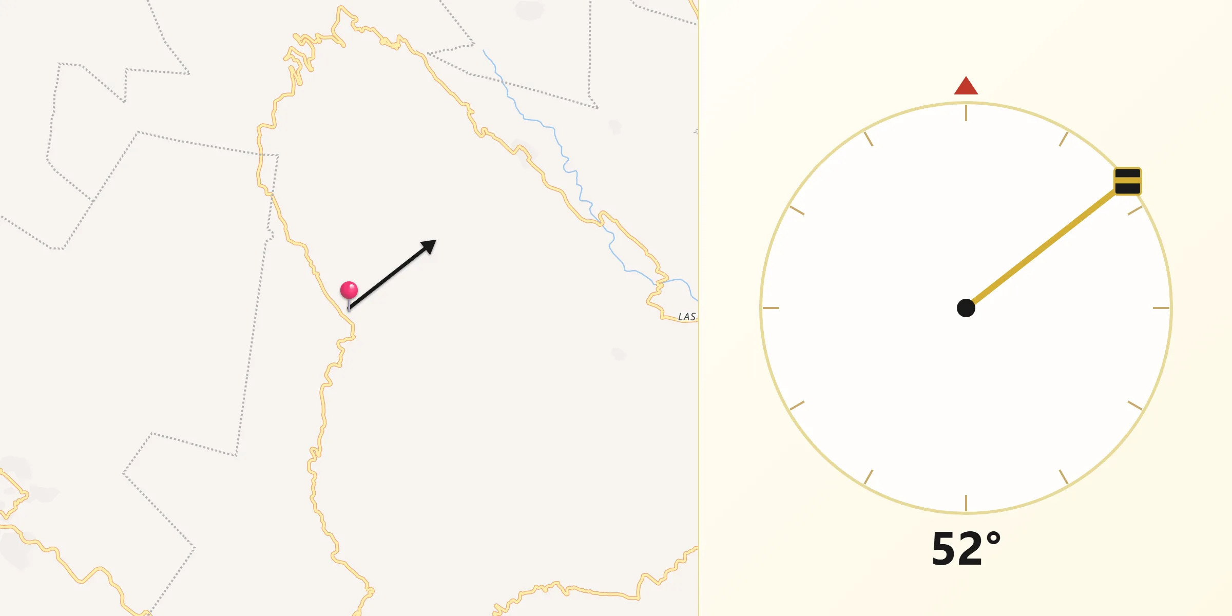 Dirección de la Qibla desde Aurora Ermita