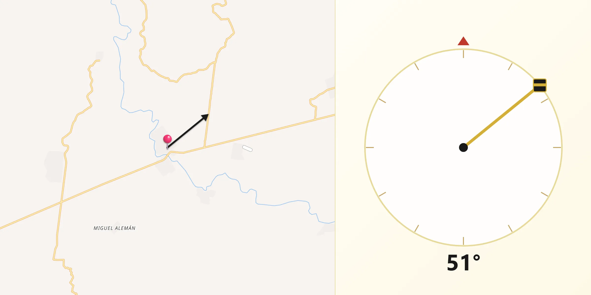 Dirección de la Qibla desde Hermanos Cedillo