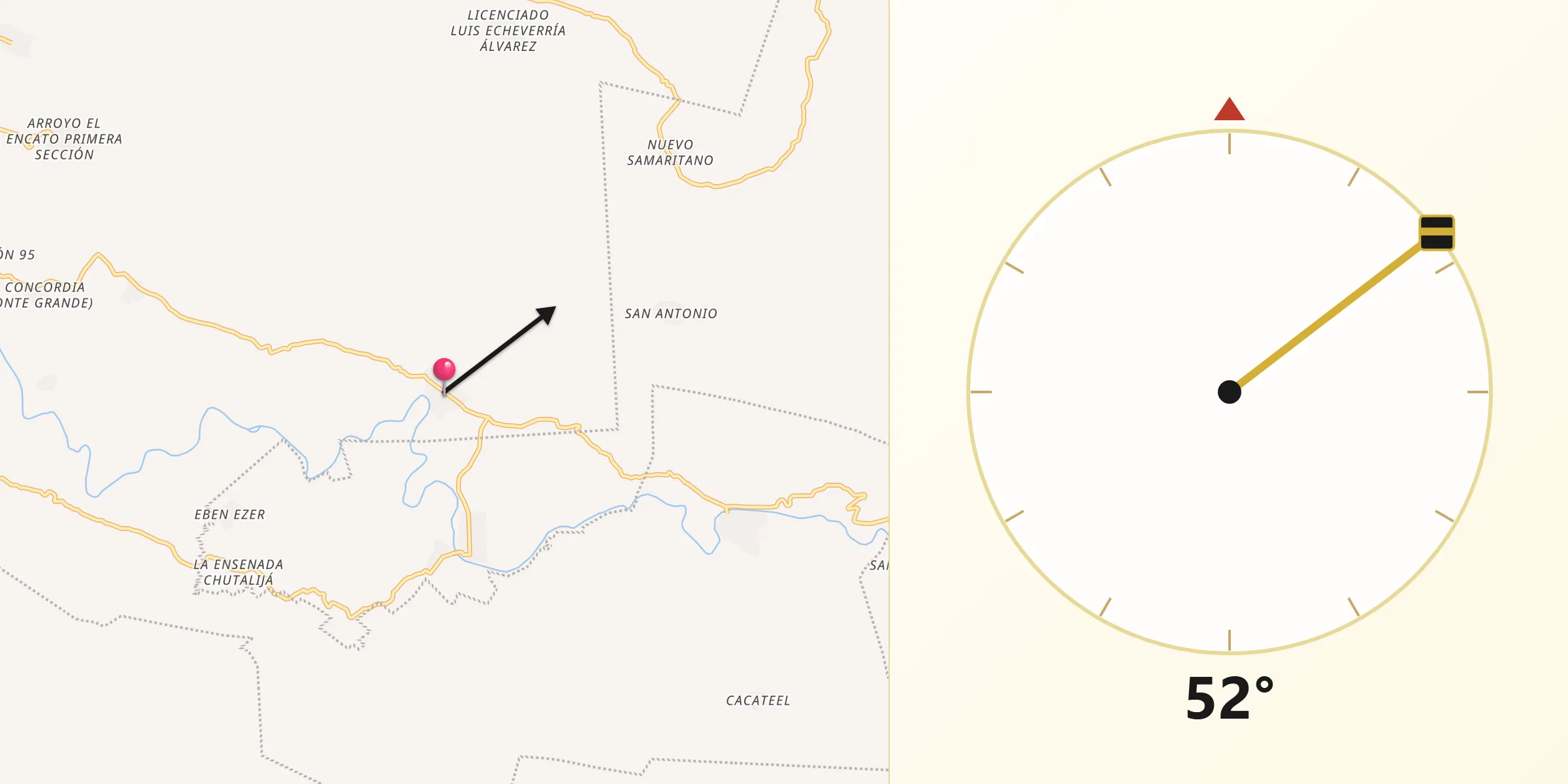 Dirección de la Qibla desde Egipto