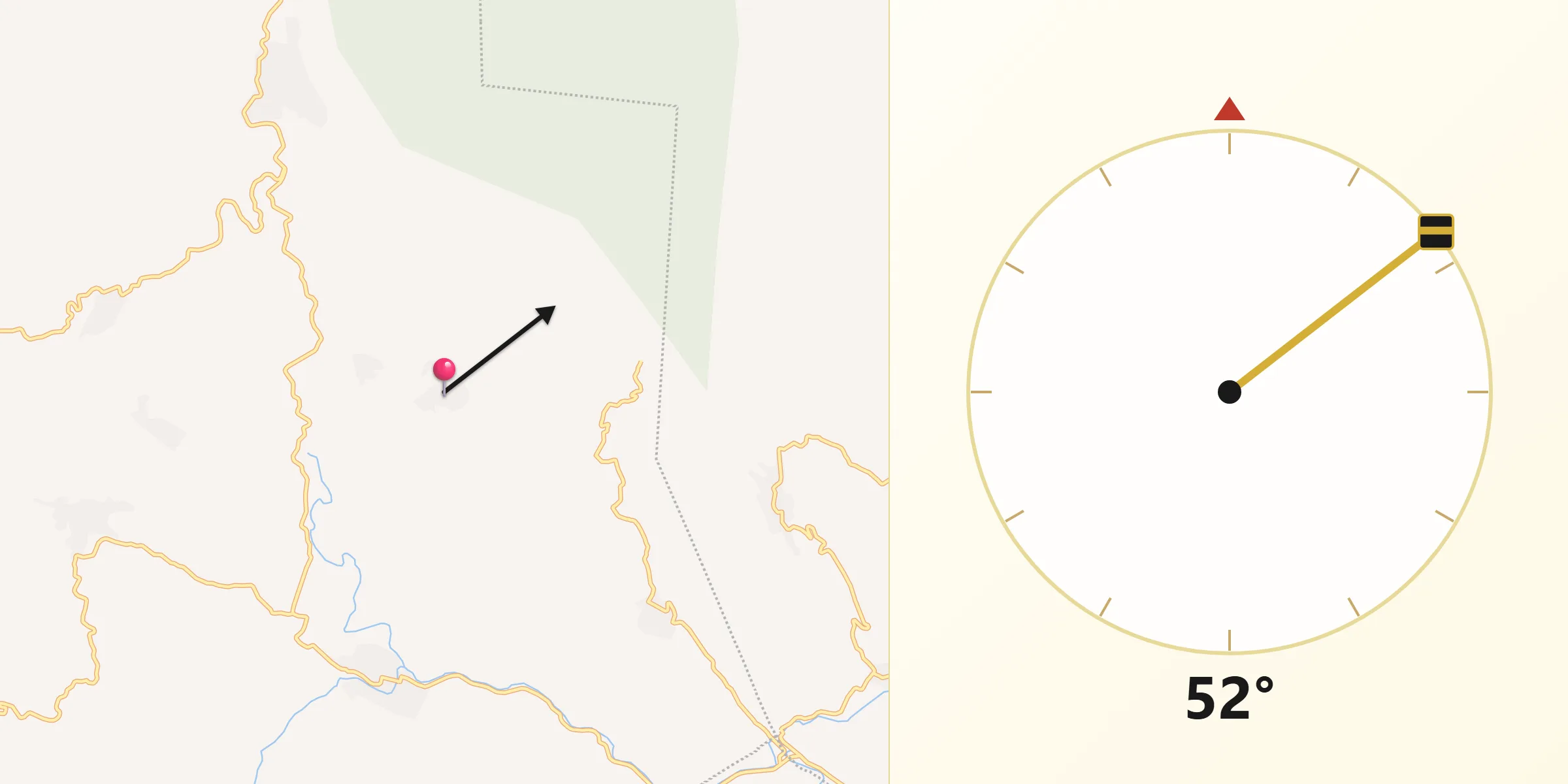 Dirección de la Qibla desde Cantioc