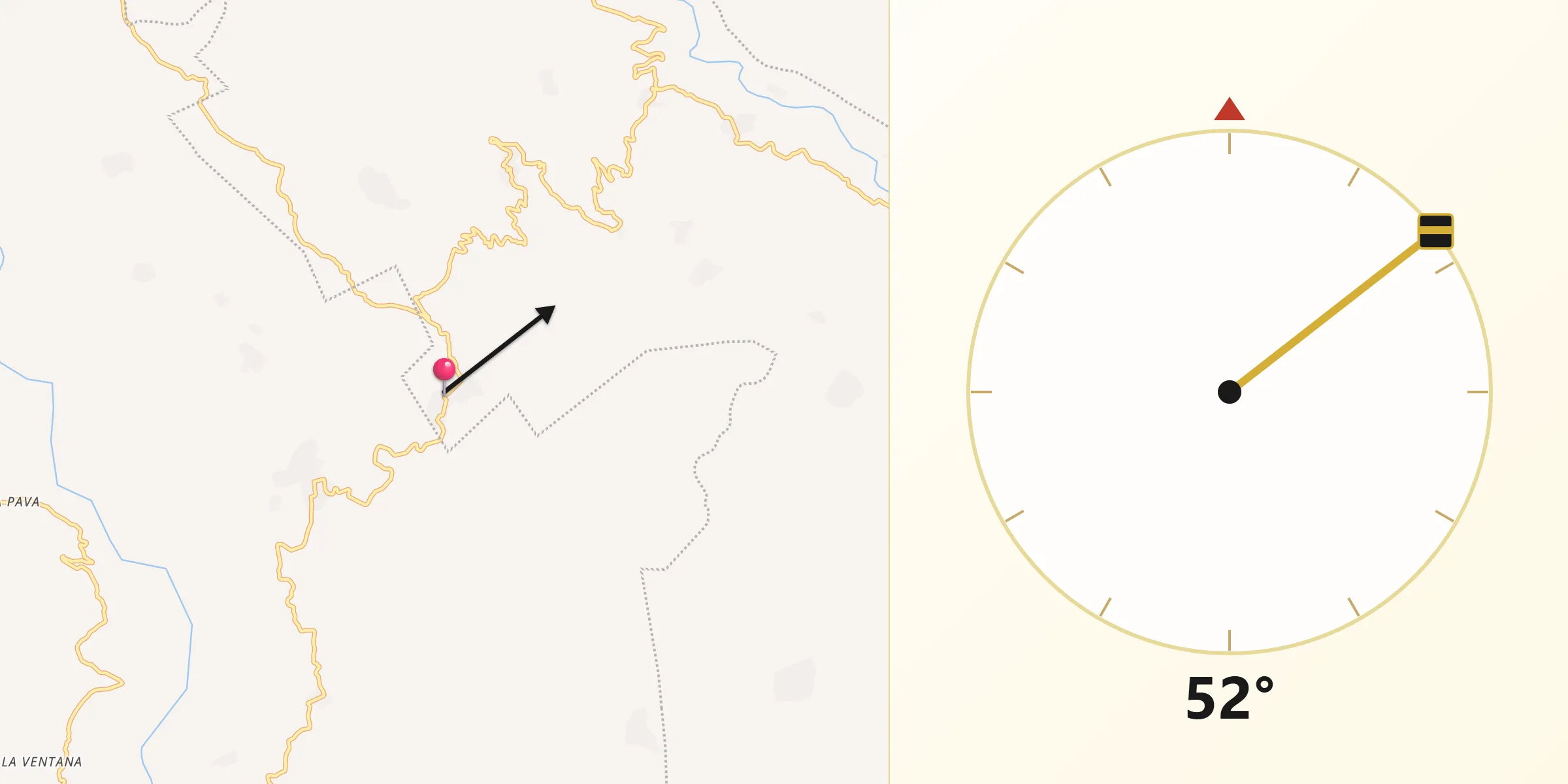 Dirección de la Qibla desde Los Naranjos