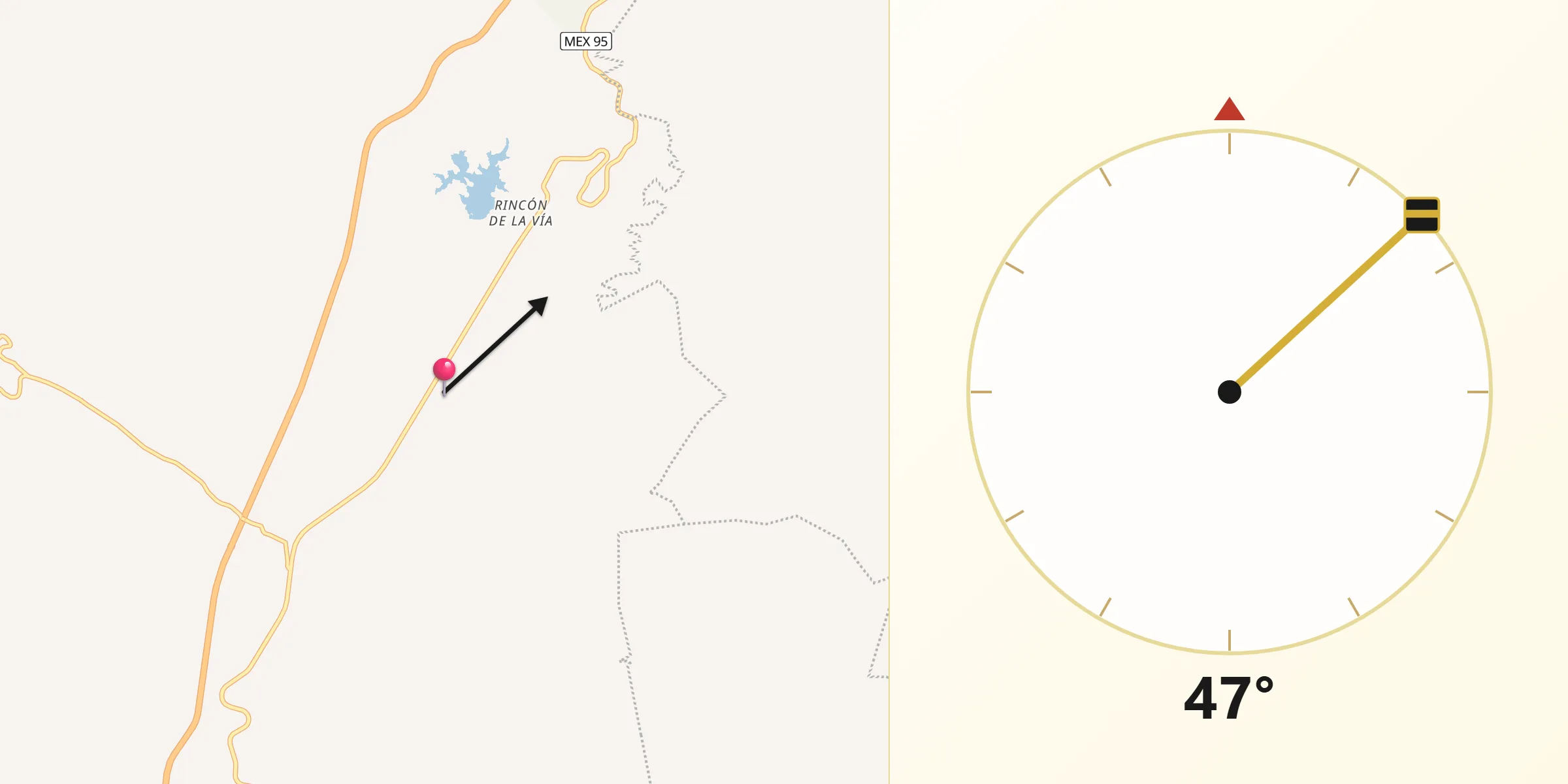 Dirección de la Qibla desde Cajelitos