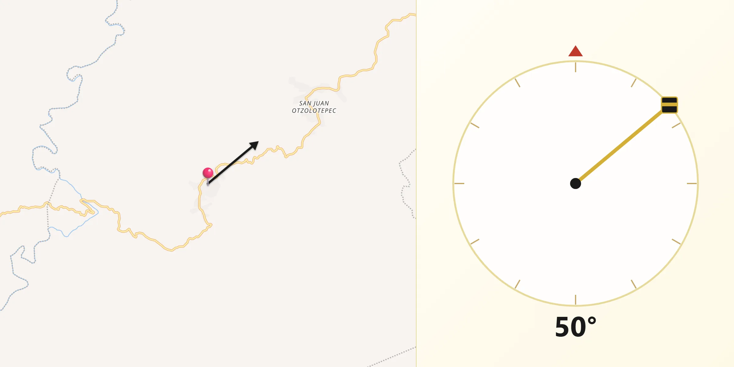 Dirección de la Qibla desde Santa María Puxmetacán