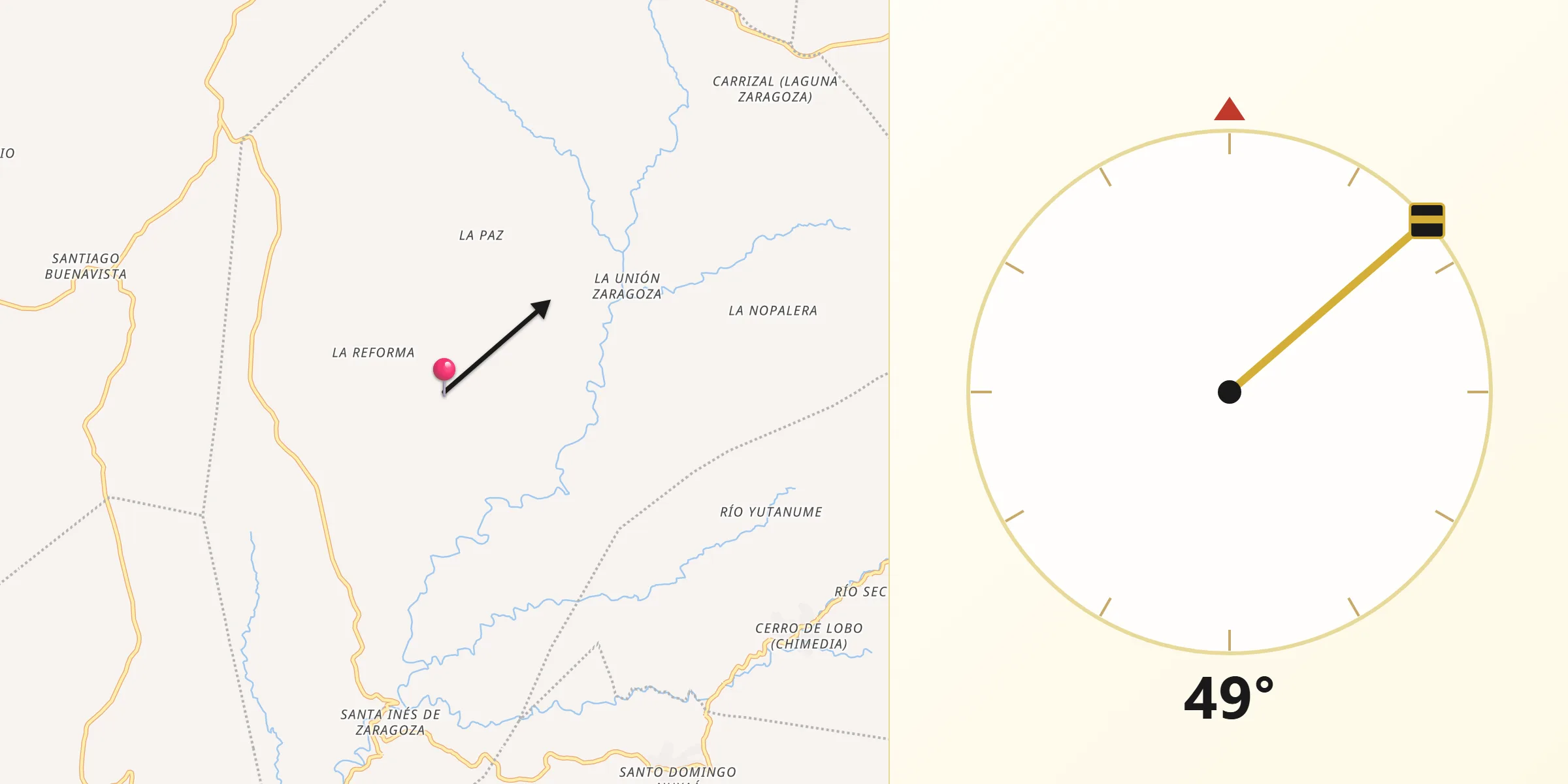 Dirección de la Qibla desde Santa Inés de Zaragoza