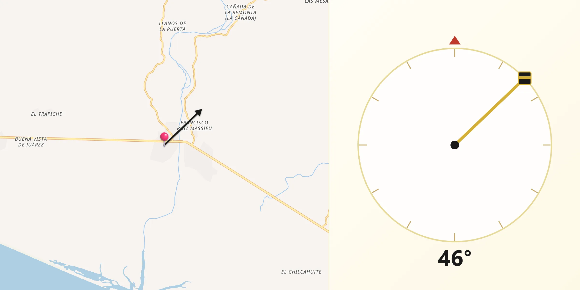 Dirección de la Qibla desde San Luis de La Loma