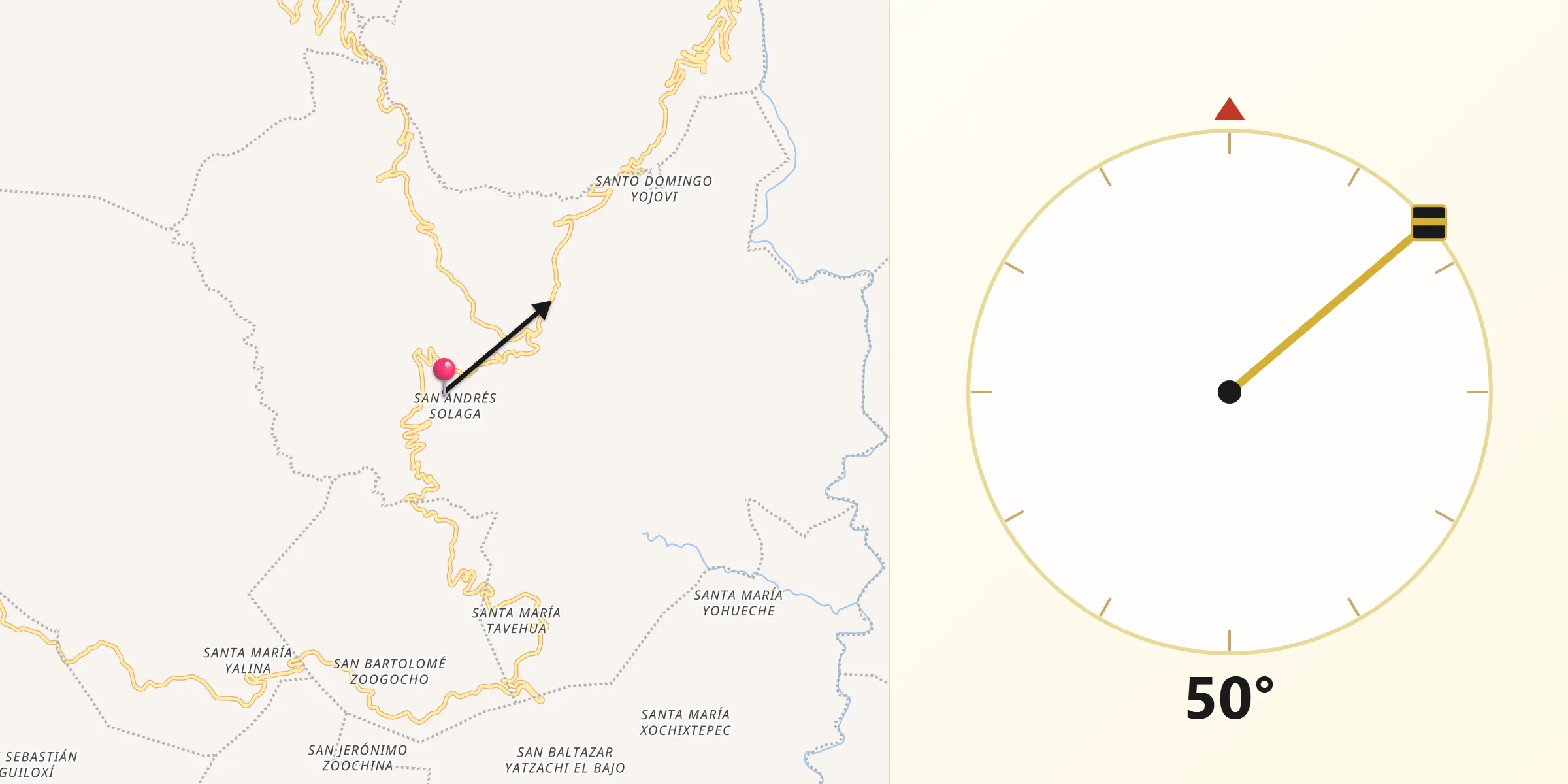 Dirección de la Qibla desde San Andrés Solaga